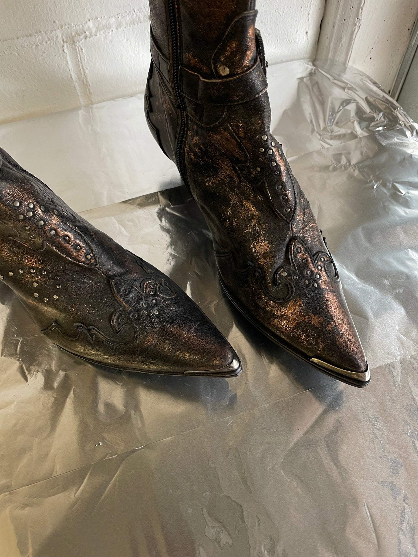 EU 37 - Texano 90s vera pelle a punta tacco basso 4cm