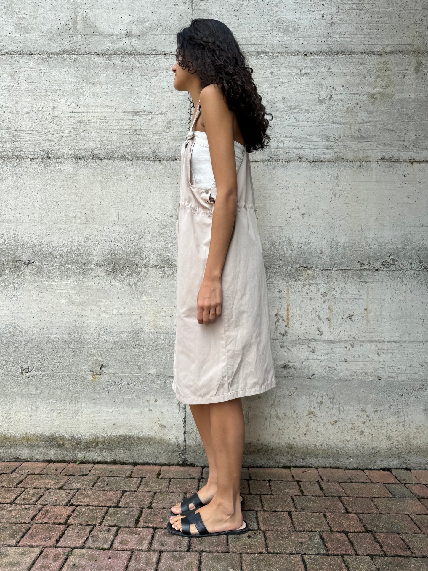 Salopette gonna midi in cotone sabbia taglia 44it