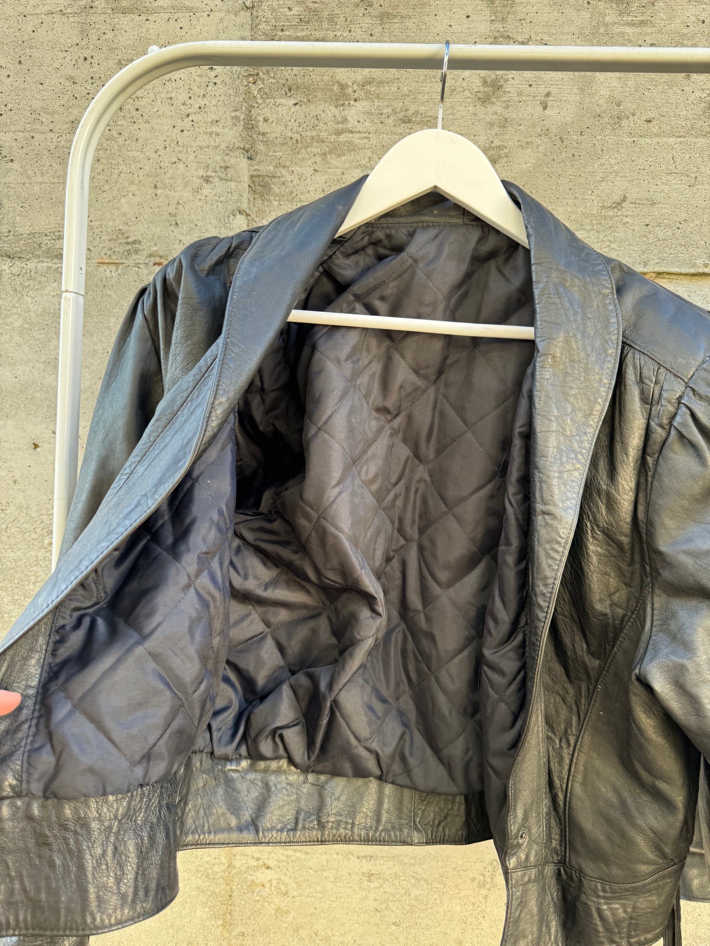 Bomber 80s crop in vera pelle nappata