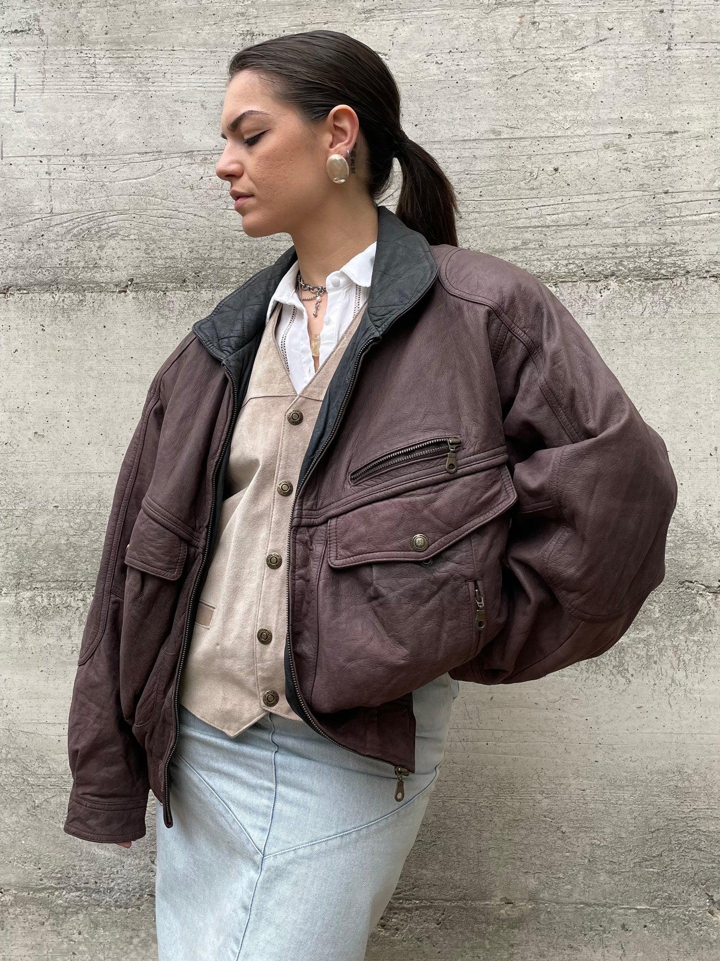 Bomber vinaccia vera pelle - L uomo