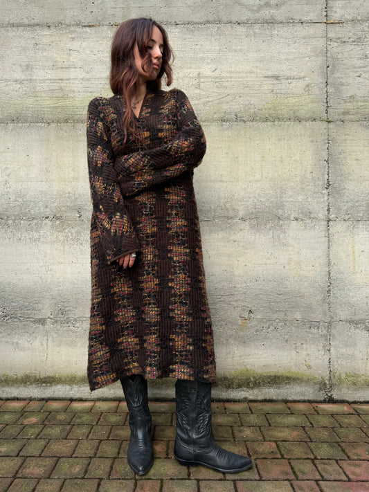 Maxi abito midi a tunica sartoriale in lana