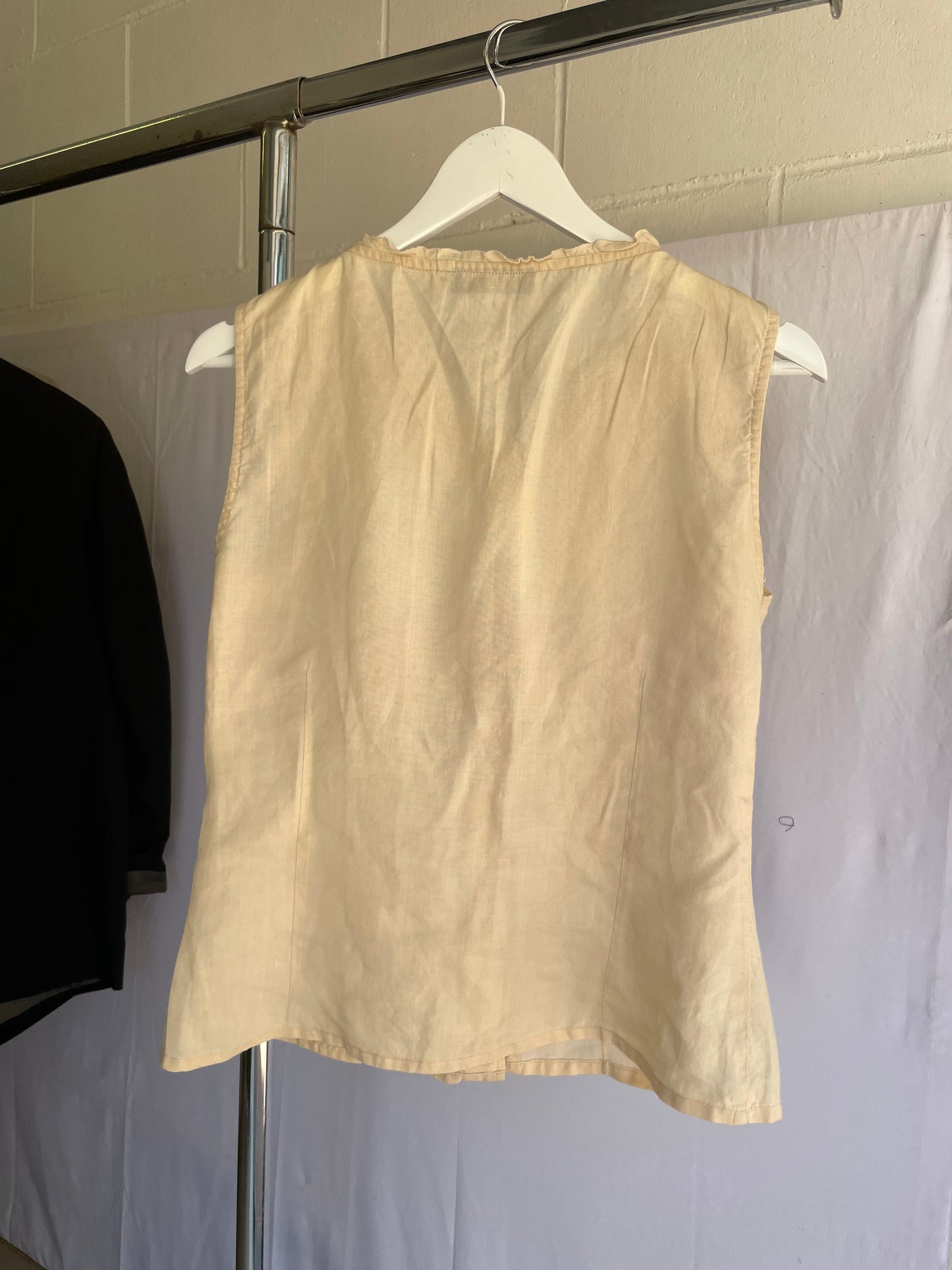 Camicetta smanicata burro 100% lino, sartoriale Made in Italy, Taglia S