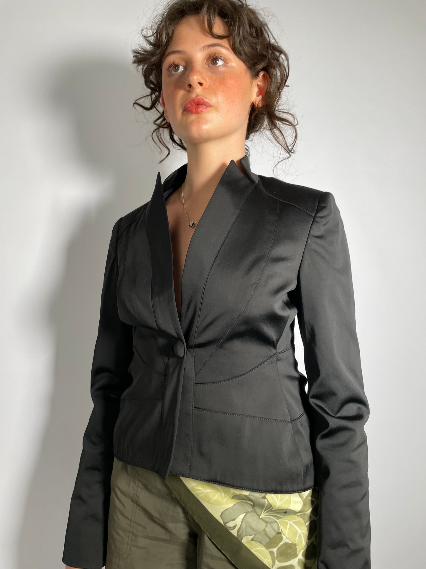 Giacchina raso nera Conbipel anni 90 - taglia S