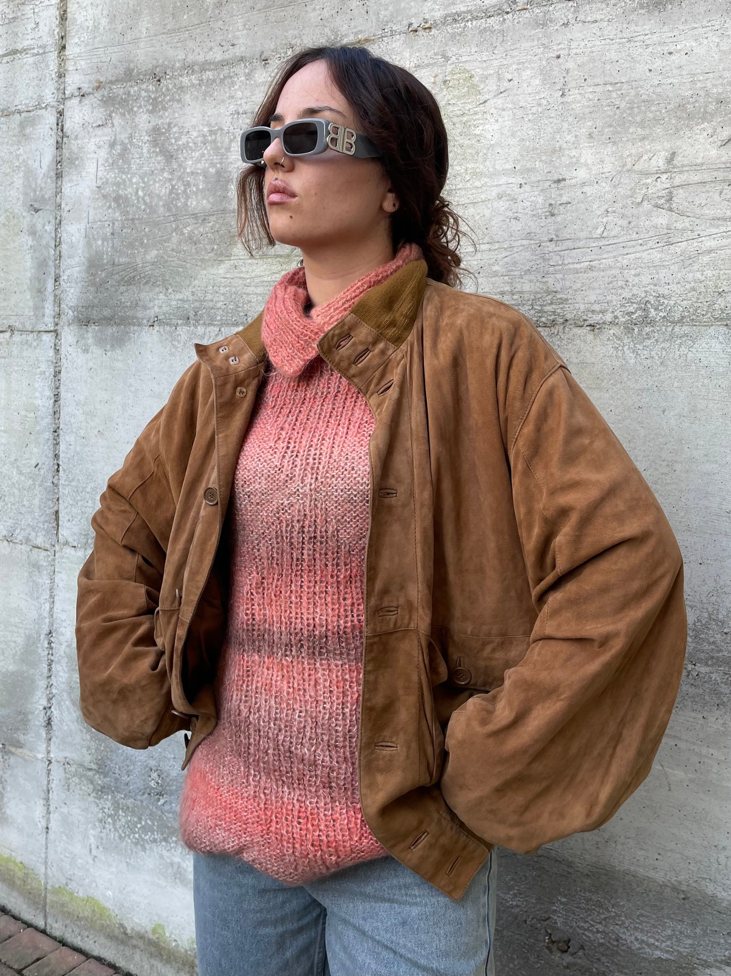Bomber suede oversize color cognac