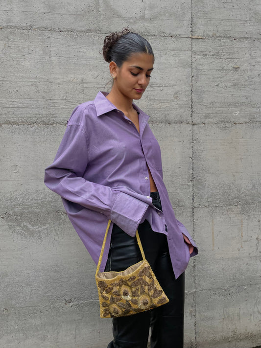 Camicia oversize lilla 100% cotone