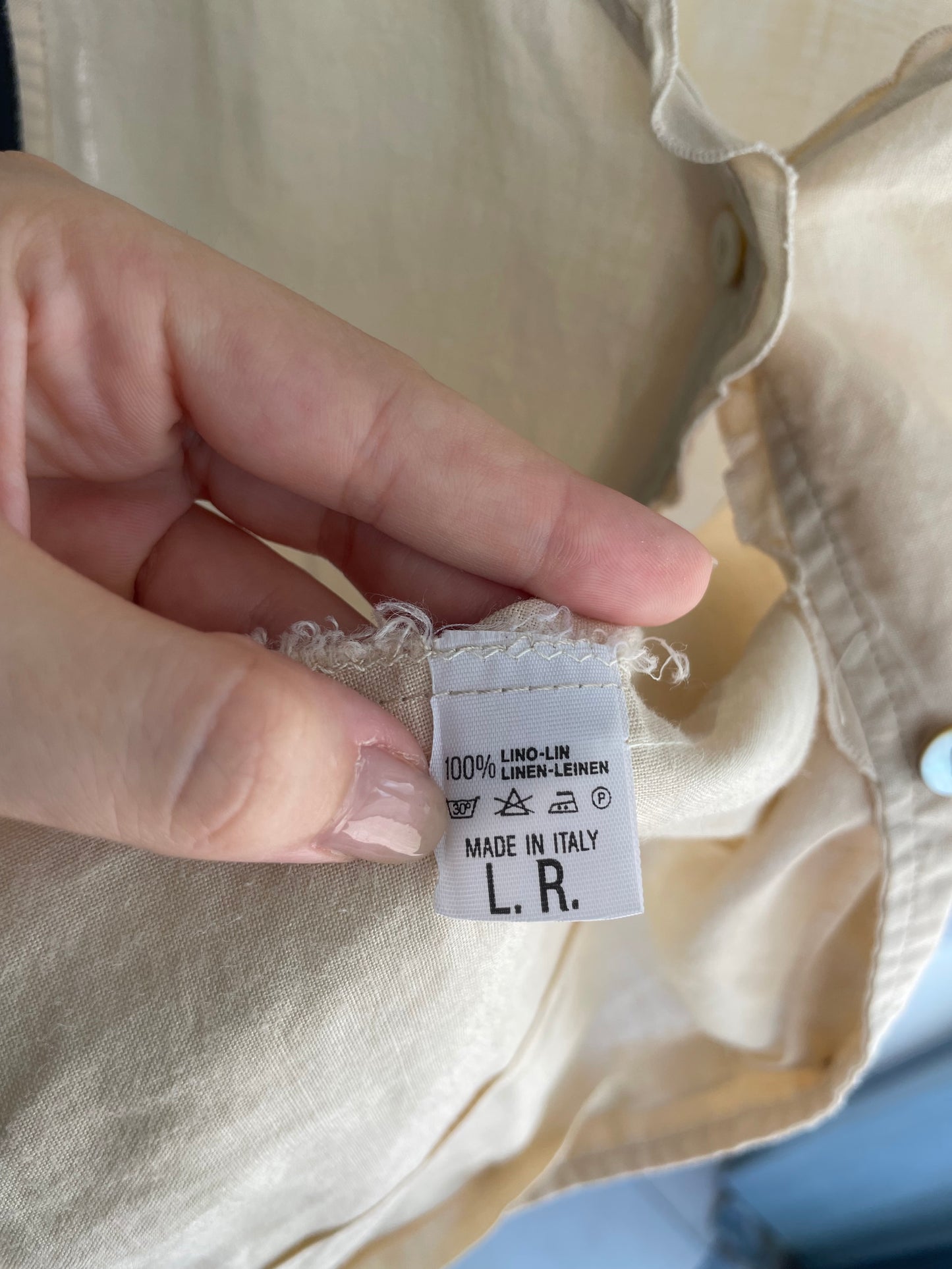 Camicetta smanicata burro 100% lino, sartoriale Made in Italy, Taglia S