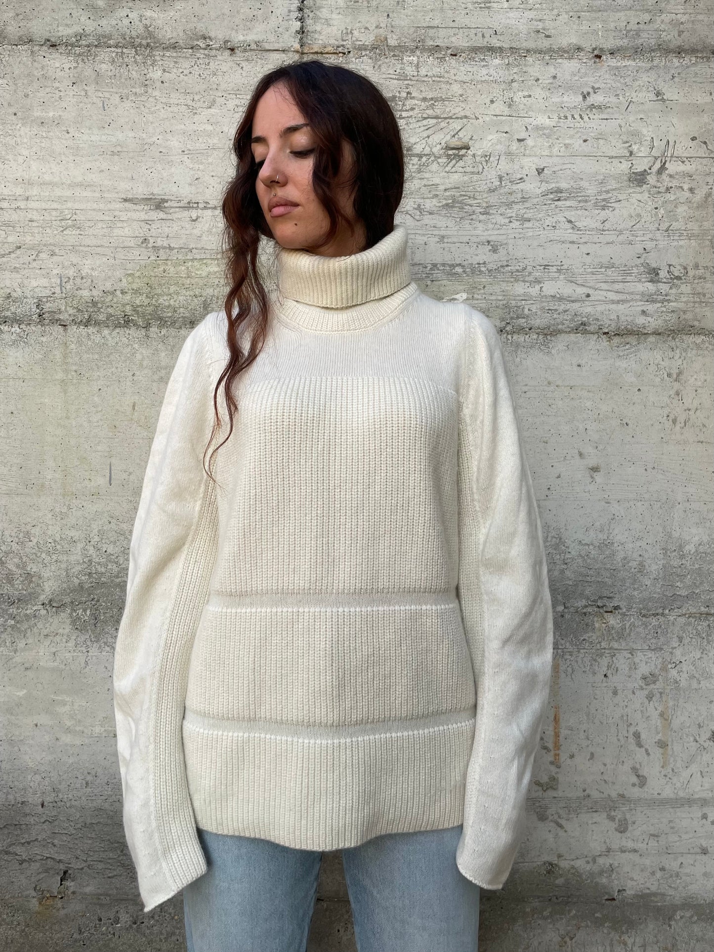 Dolcevita oversize burro Liviana Conti, 100% lana vergine - taglia M