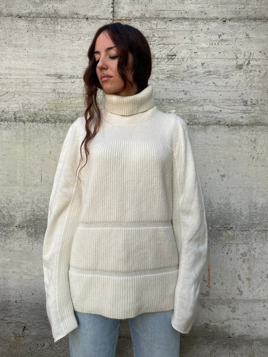 Dolcevita oversize burro Liviana Conti, 100% lana vergine - taglia M