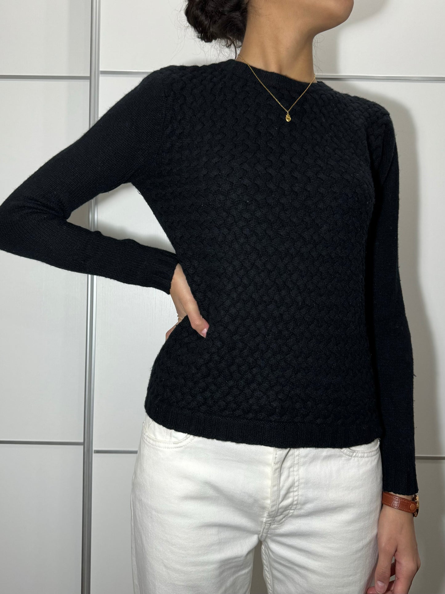 Maglioncino girocollo Ragno nero, in misto lana e cashmere, taglia S