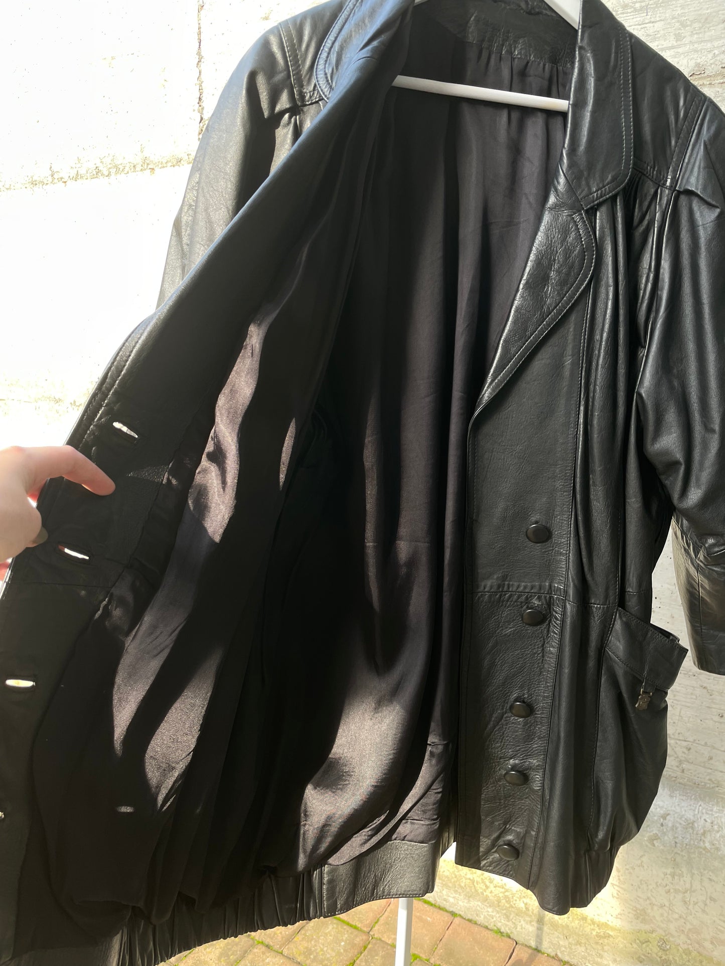 Giacca 80s vera pelle nera