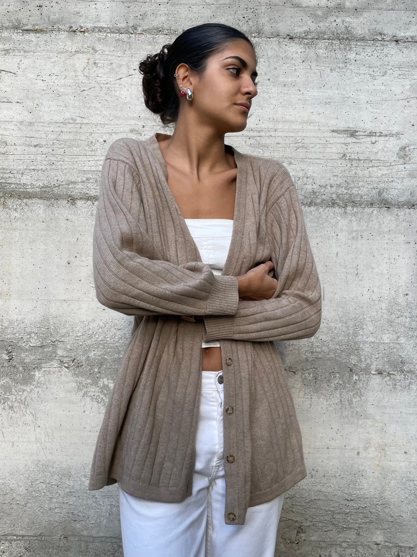 Cardigan lungo 100% cashmere, taglia unica