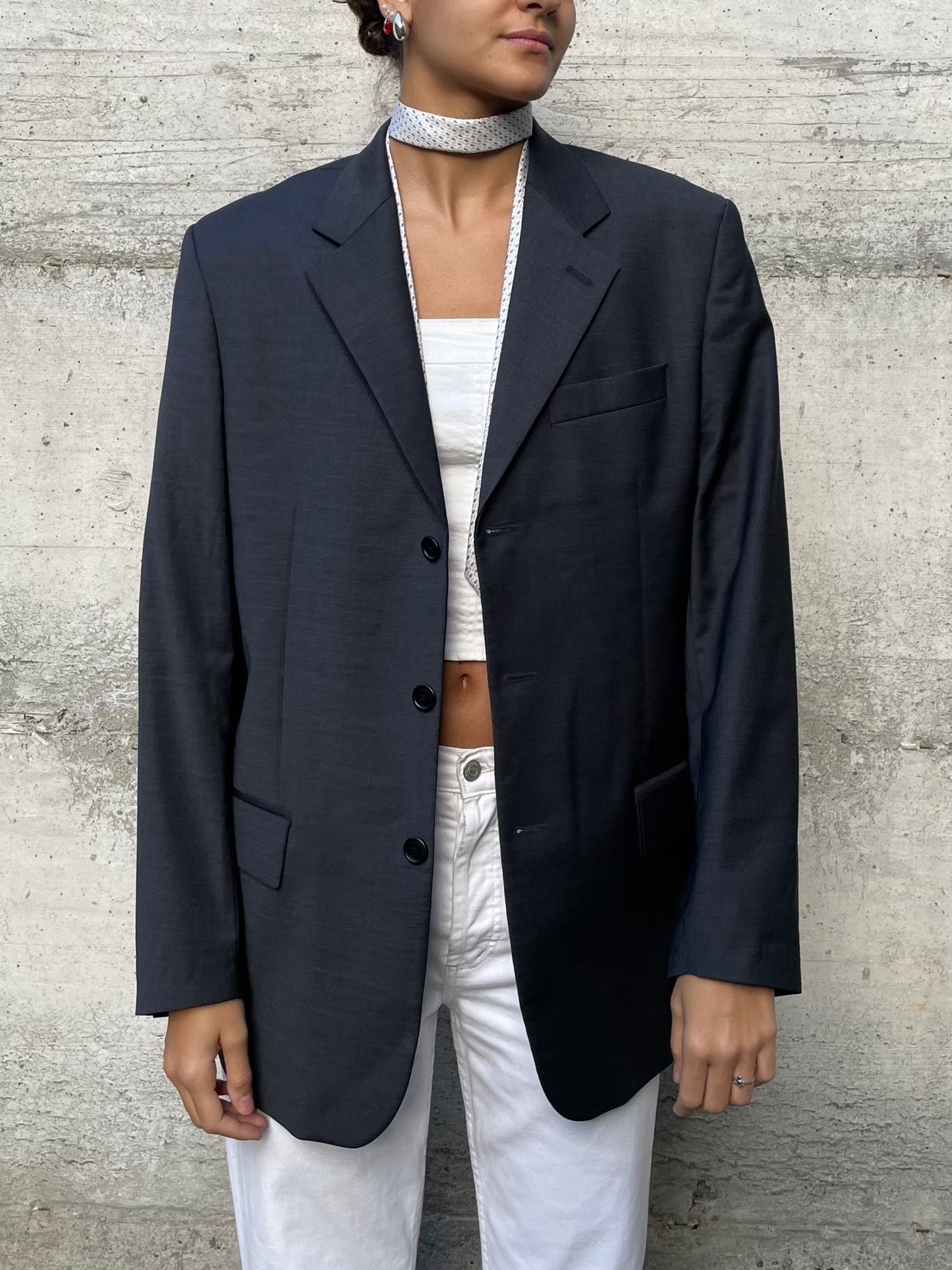 Blazer oversize in fresco lana grigio scuro - taglia M uomo