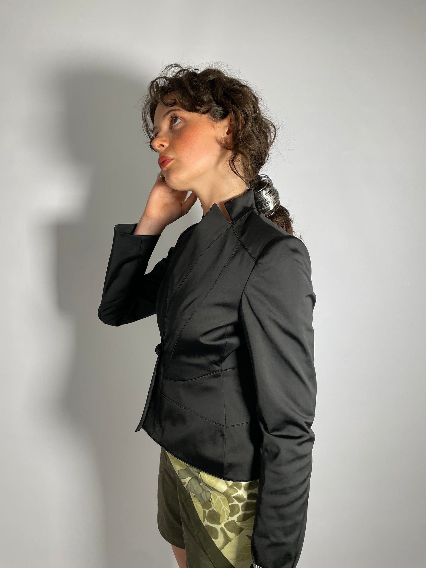 Giacchina raso nera Conbipel anni 90 - taglia S