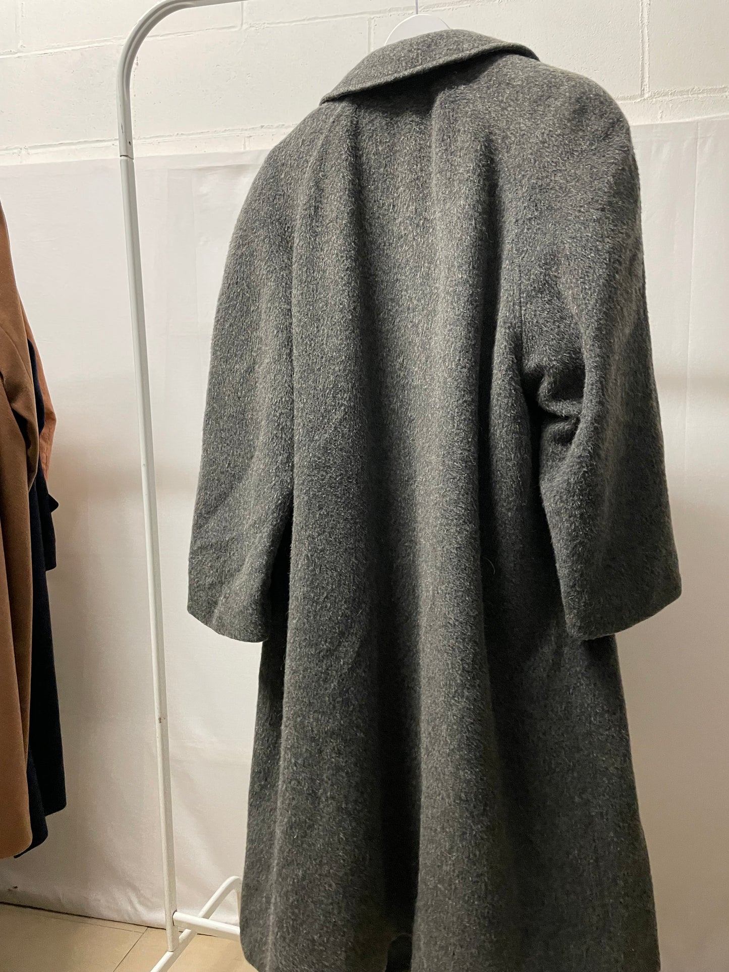 Cappotto sartoriale lungo monopetto, in misto lana e alpaca