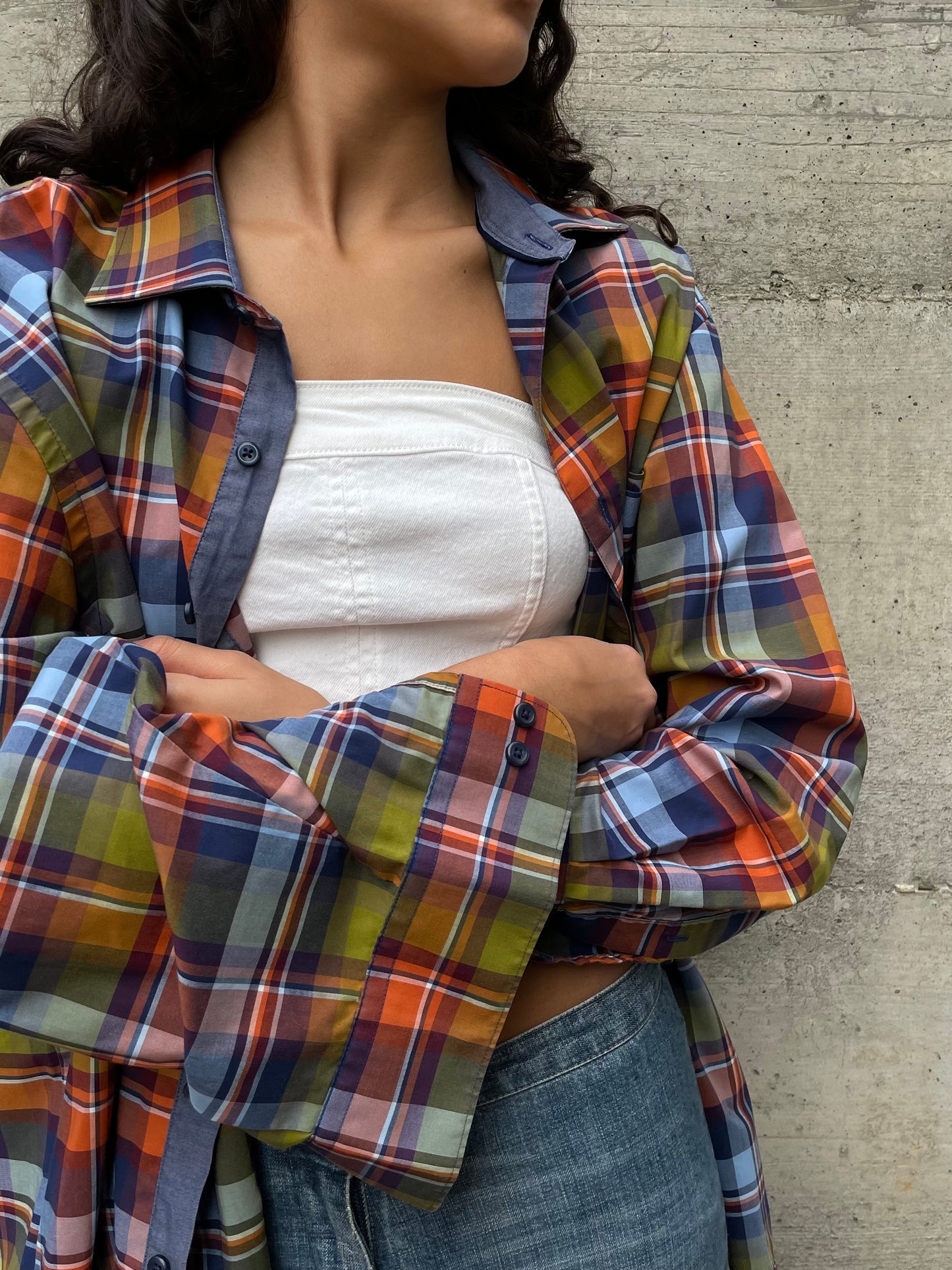 Camicia oversize tartan 100% cotone - taglia L uomo