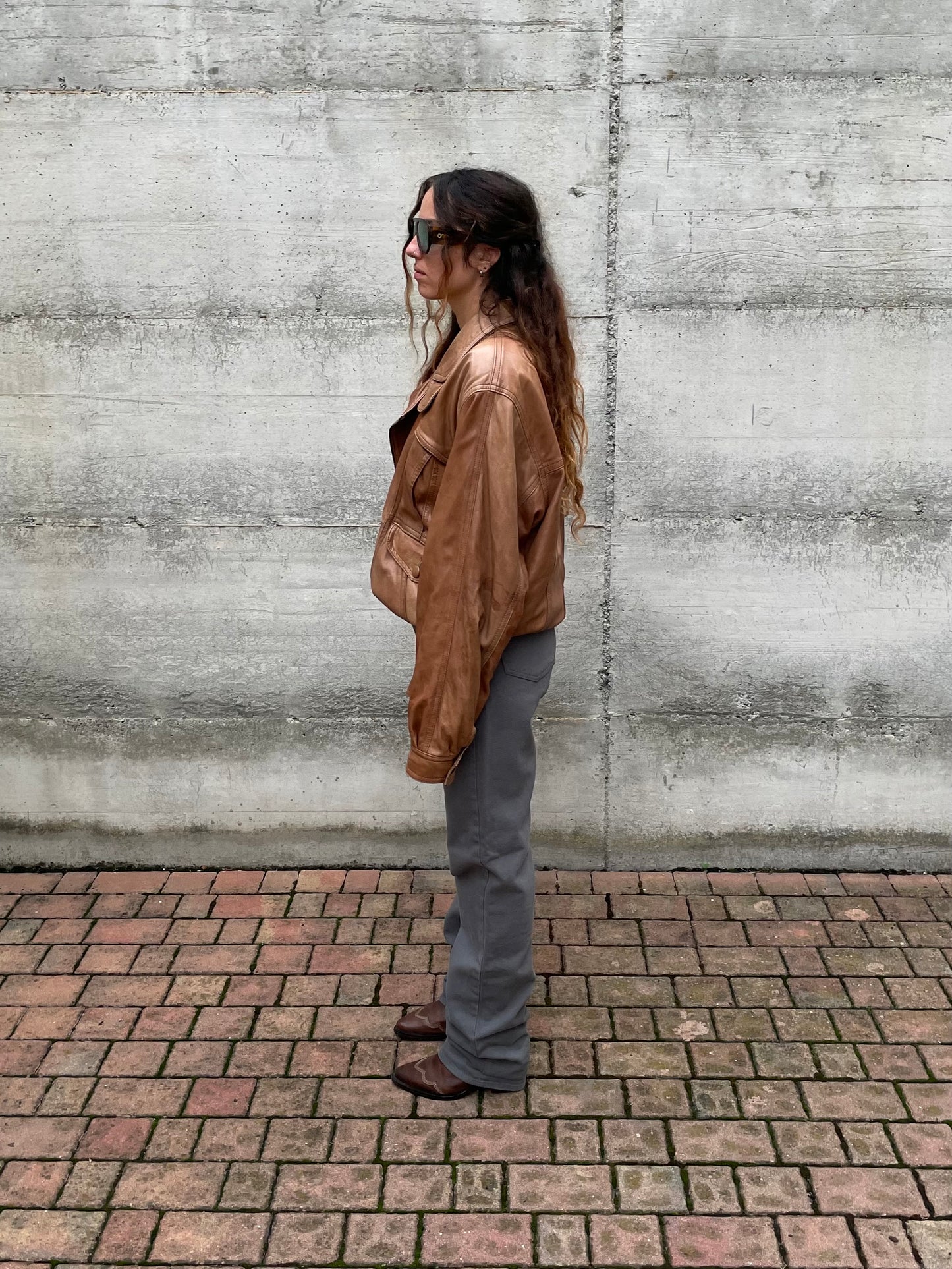 Bomber vera pelle ruggine - taglia L uomo