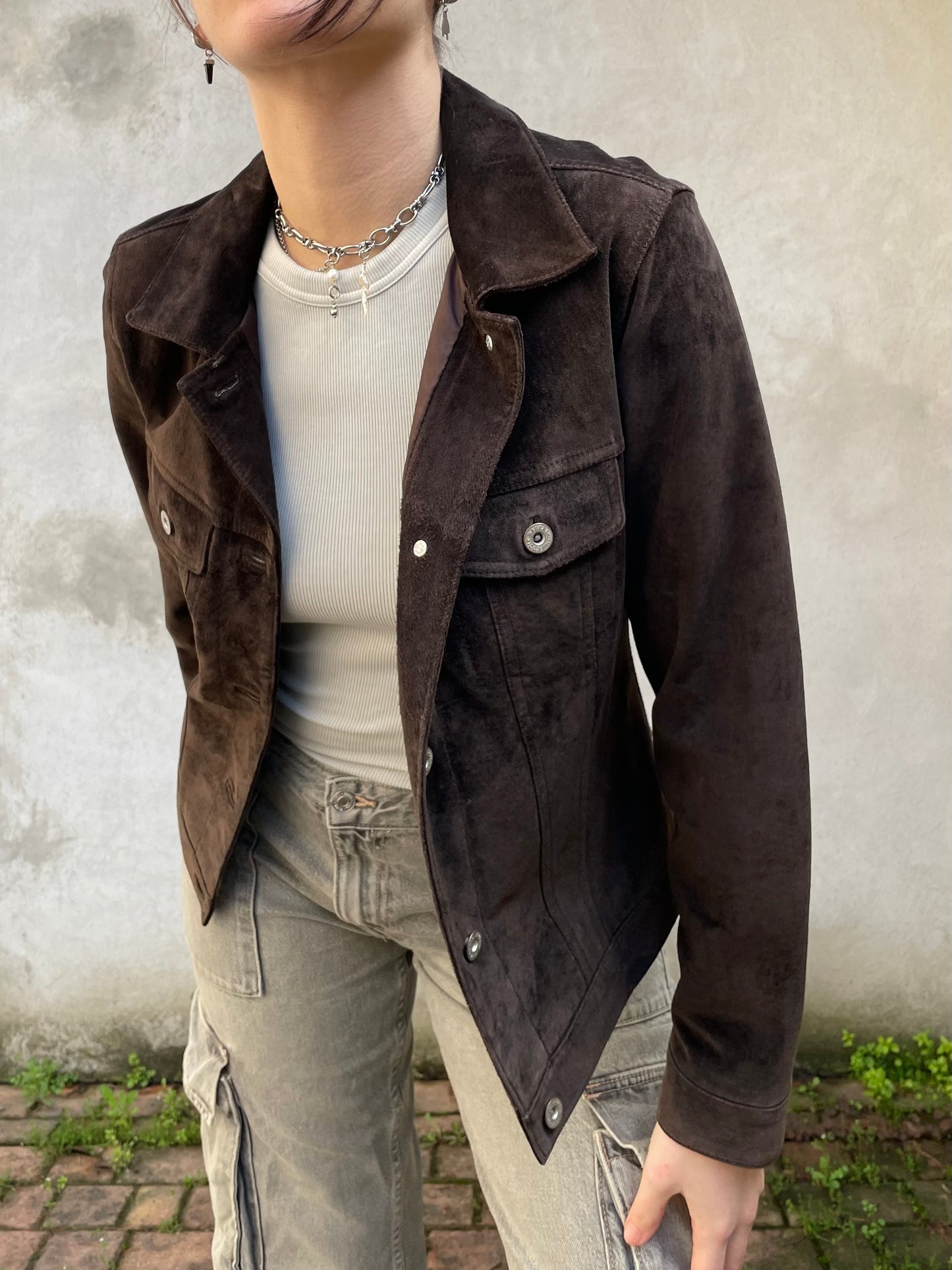 Giacca suede marrone