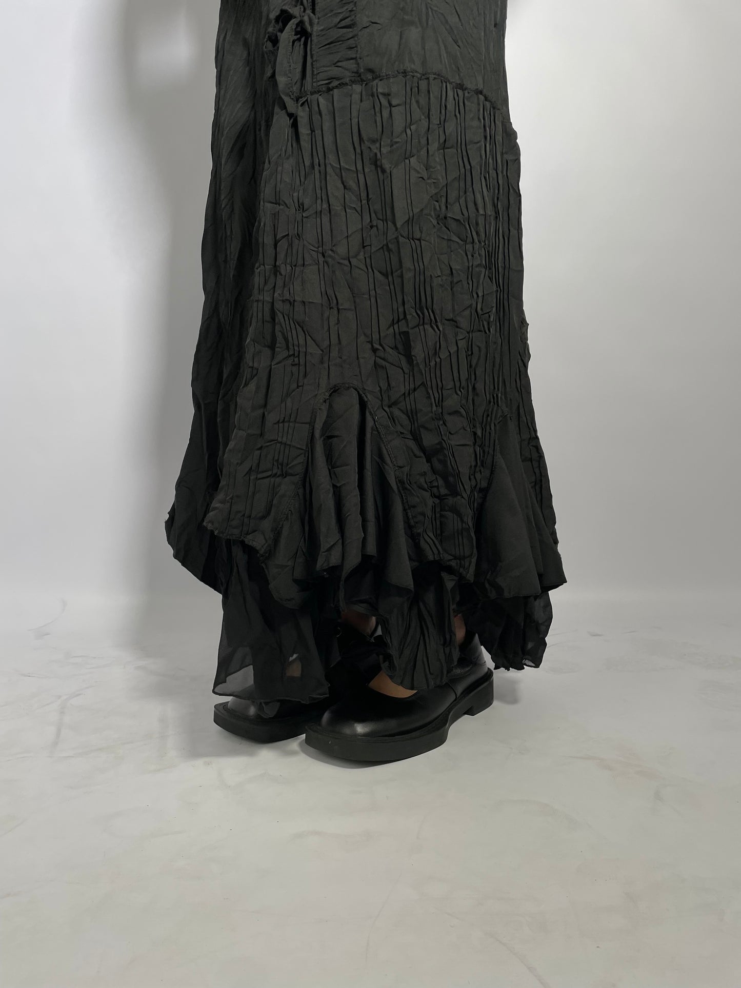 Maxi gonna sartoriale nera 100% cotone crespato - taglia unica