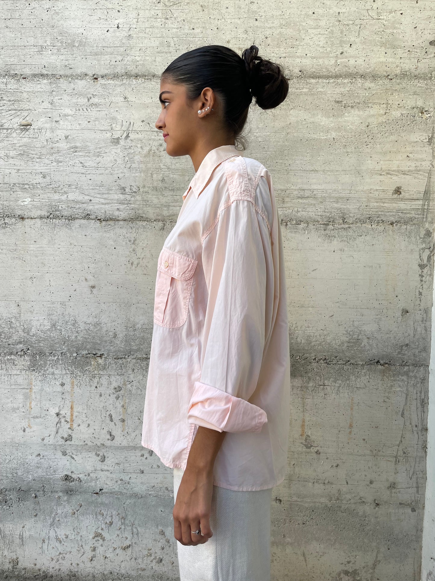 Camicia safari Aspesi in cotone rosa cipria - taglia M