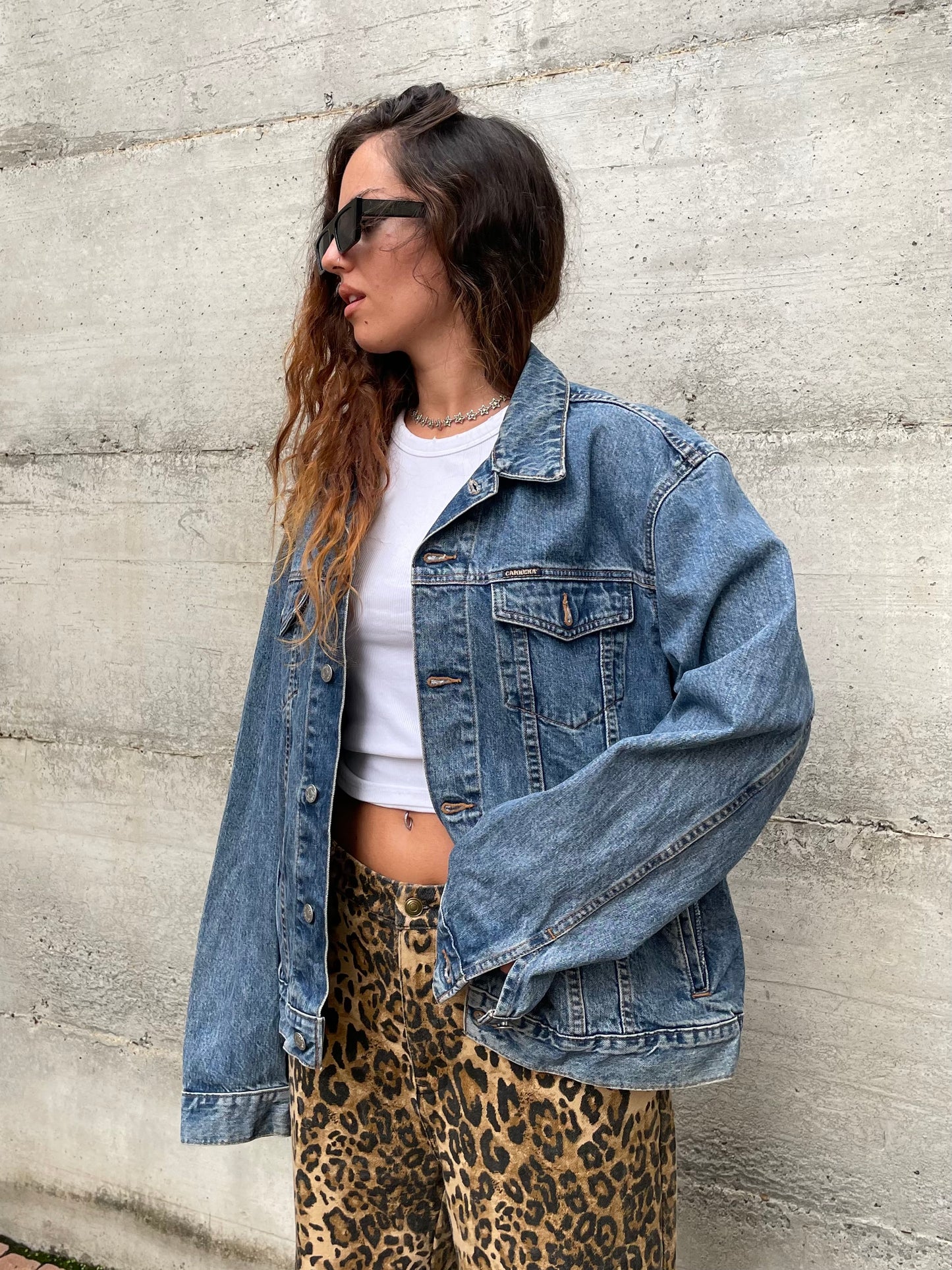 Giacca vintage denim Carrera, lavaggio medio, taglia XL