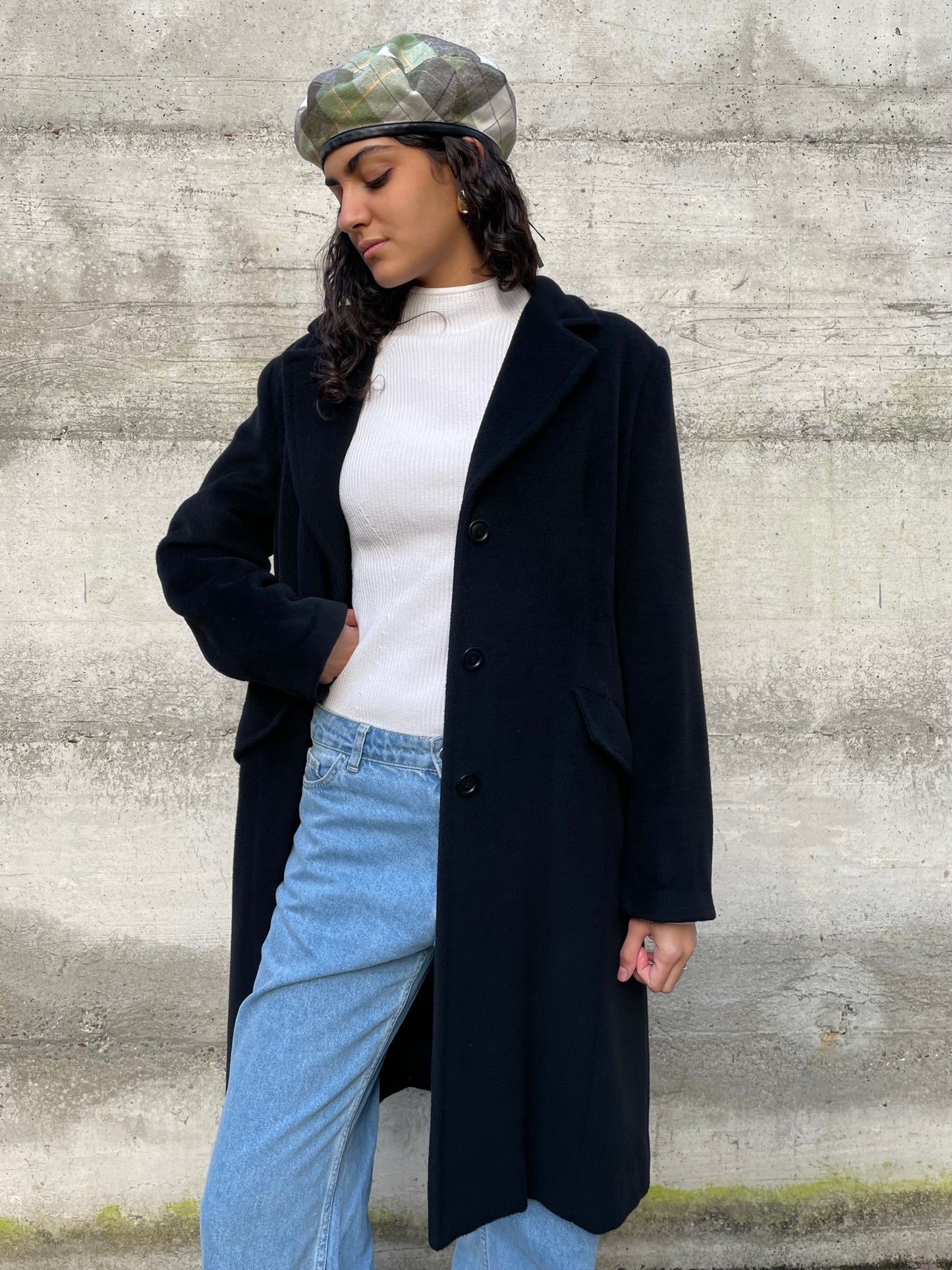 Cappotto nero Marina Rinaldi in misto lana e cashmere