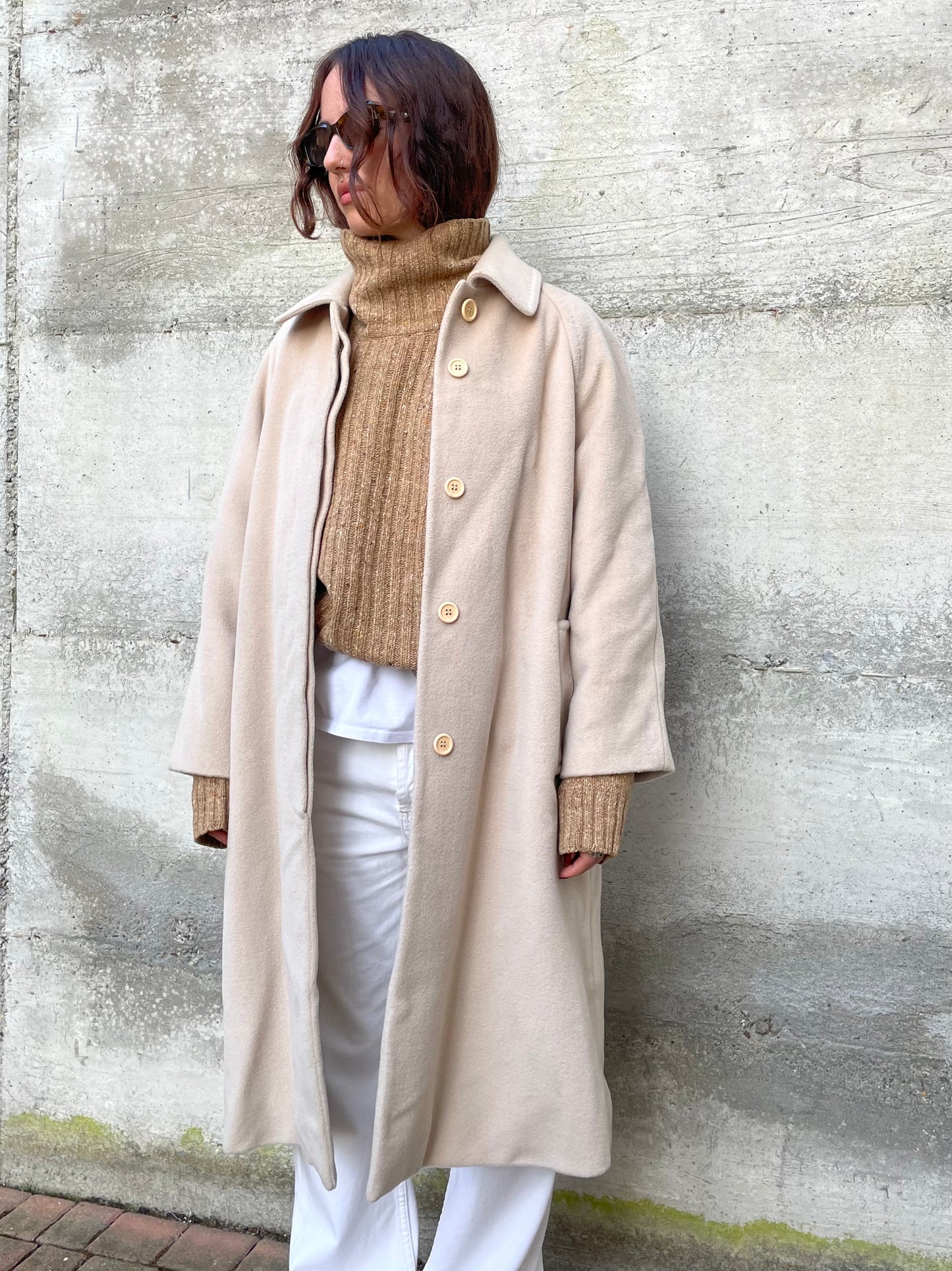 Cappotto sartoriale avorio in pura lana