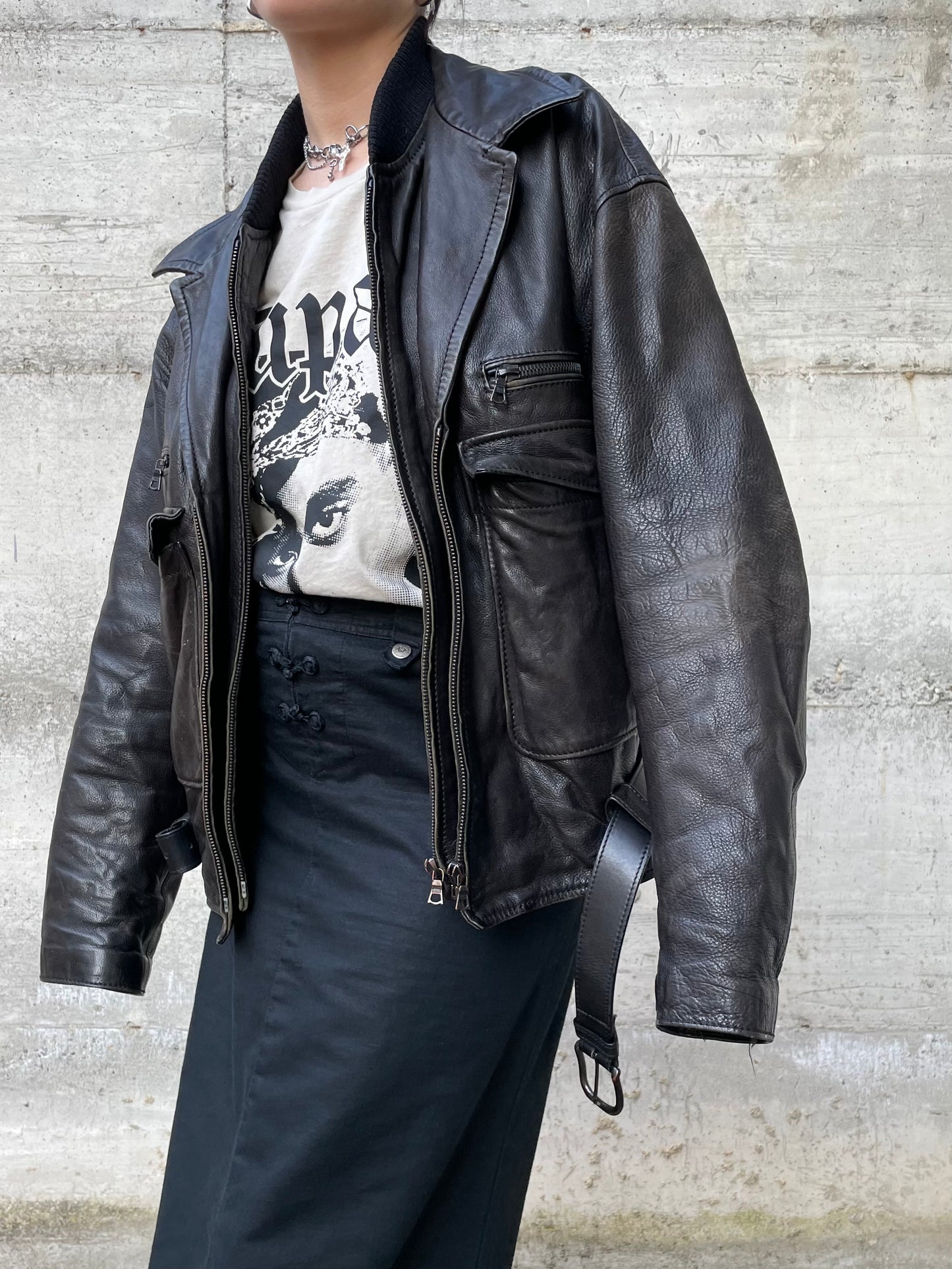 Chiodo vintage distressed in vera pelle - L uomo