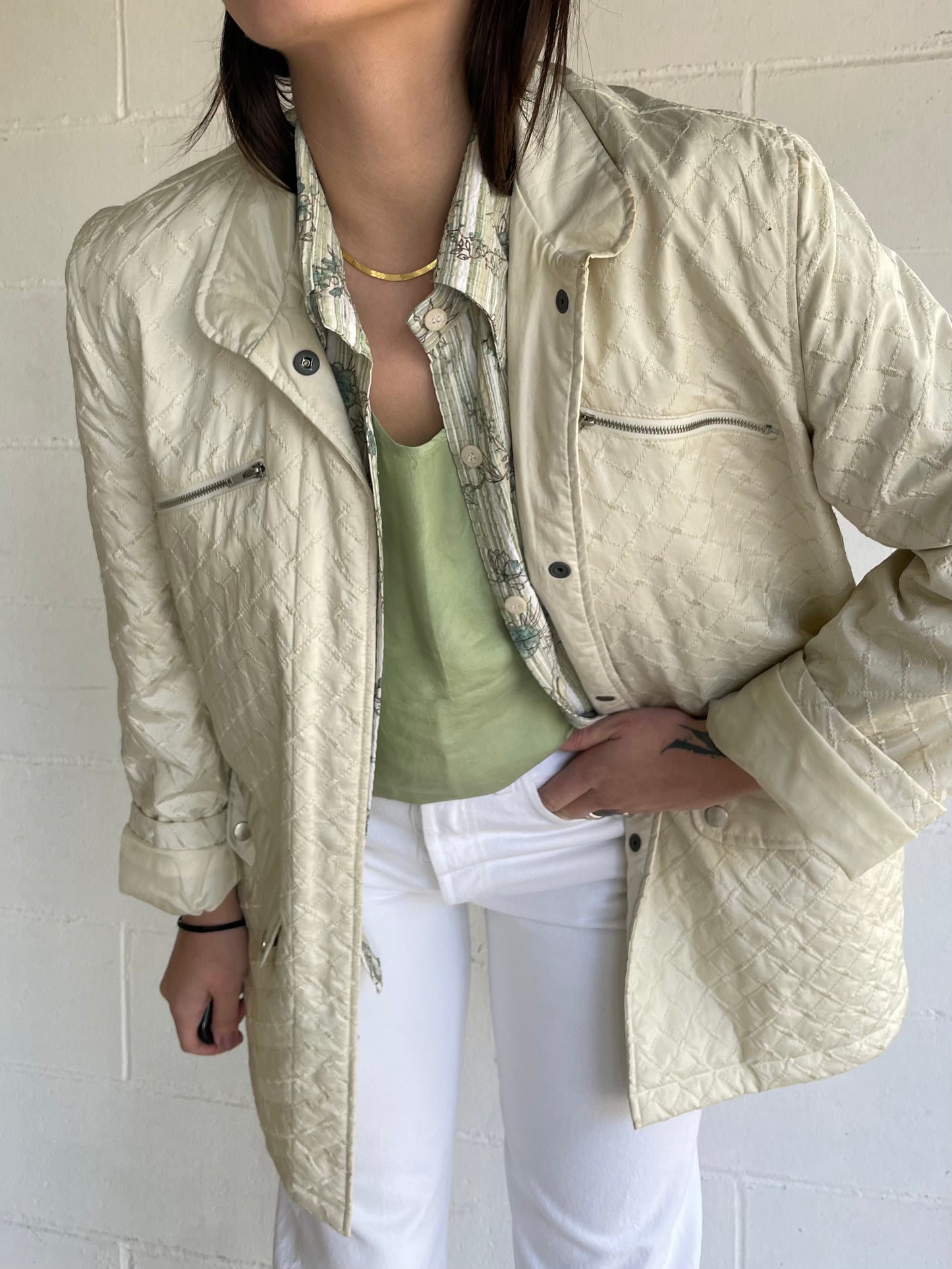 Giacca leggera trapuntata misto cotone avorio - Andrea Marè