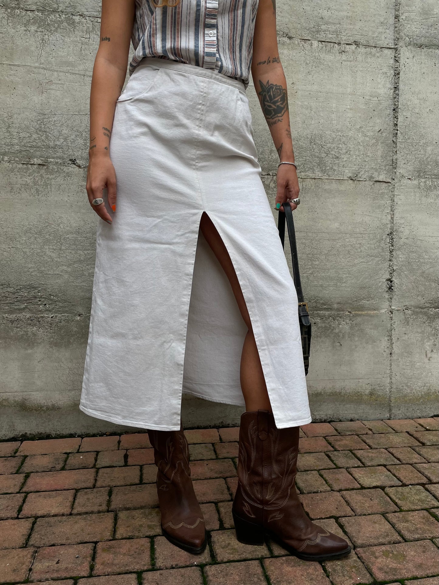 Longuette midi a matita con spacco frontale - taglia S