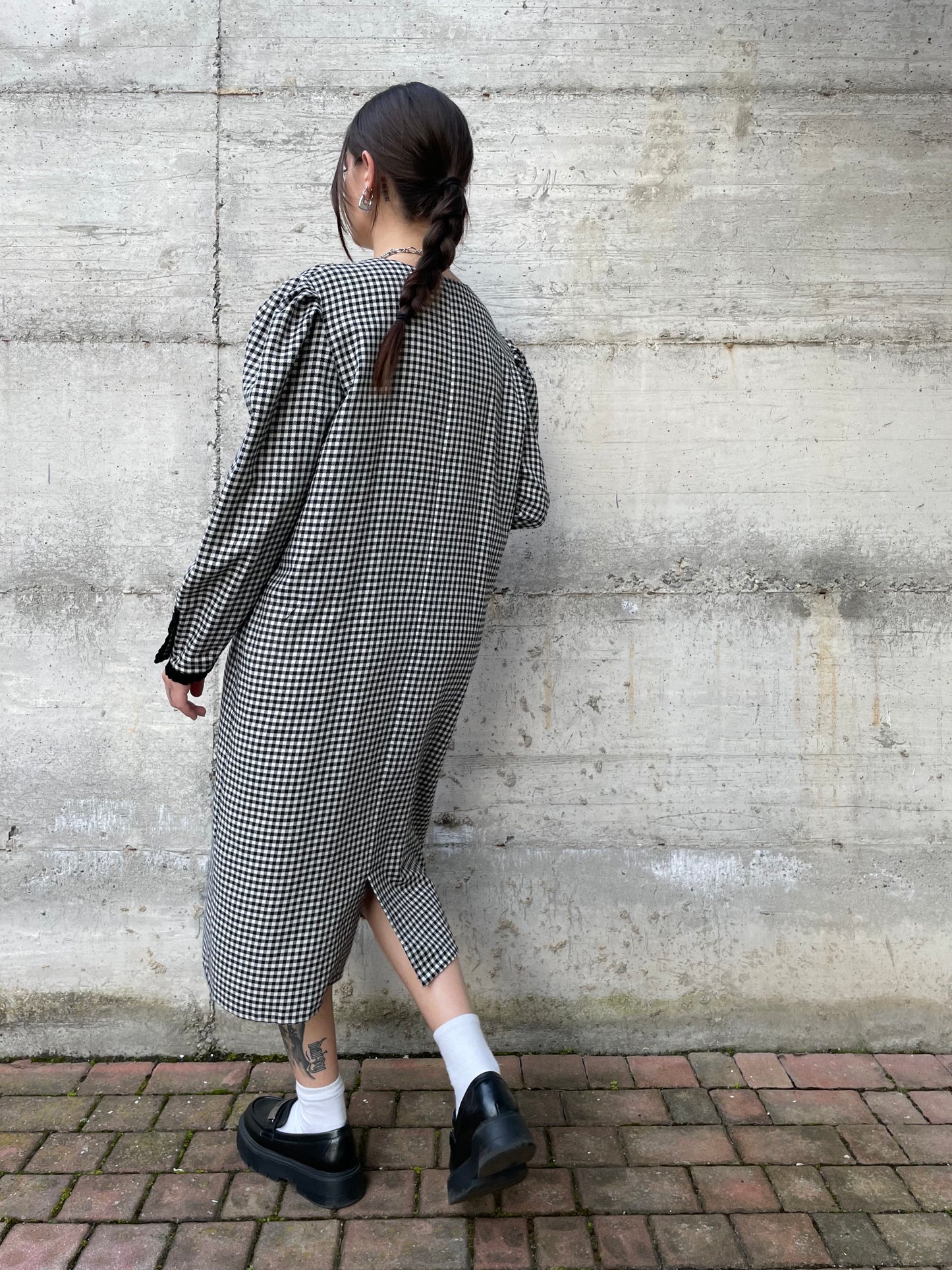 Vestito midi vichy bianco e nero Luisa Spagnoli - M/L