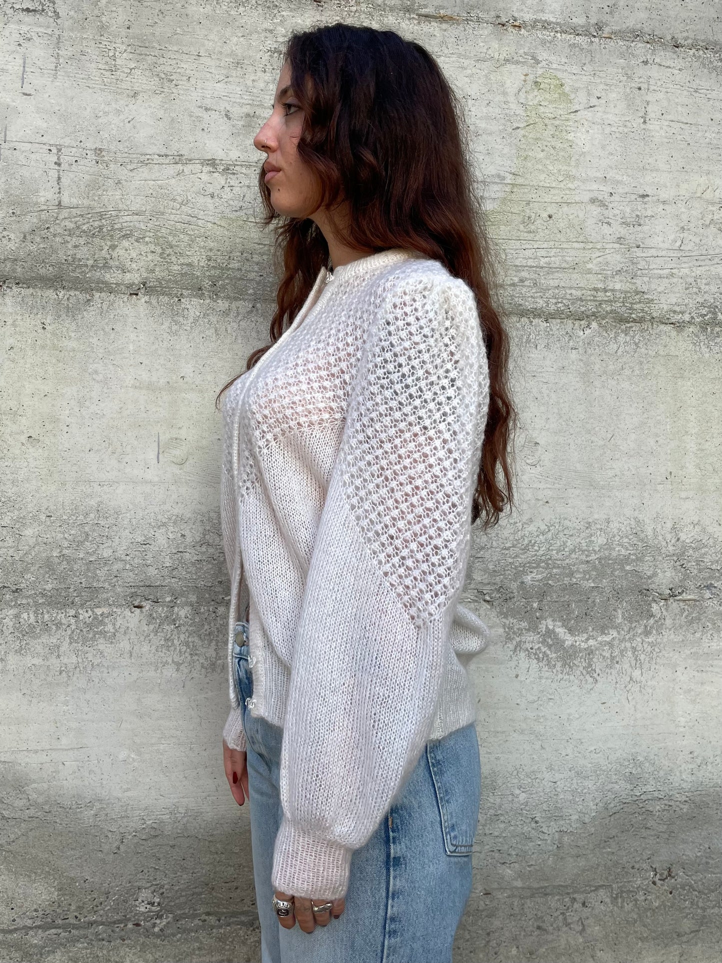 Cardigan romantico burro sartoriale, pura lana - taglia unica