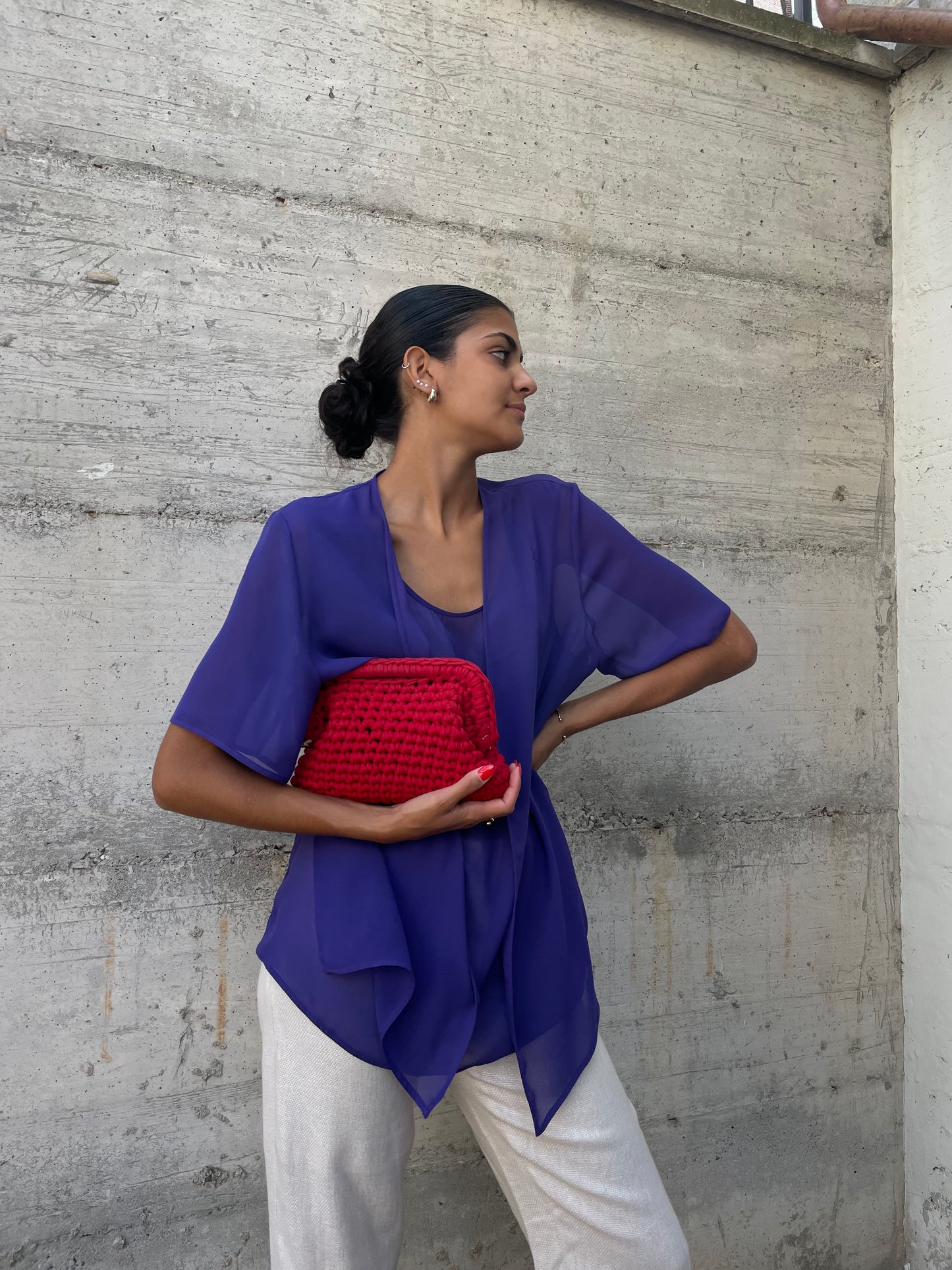 Blusa sheer Elena Mirò viola - taglia XL