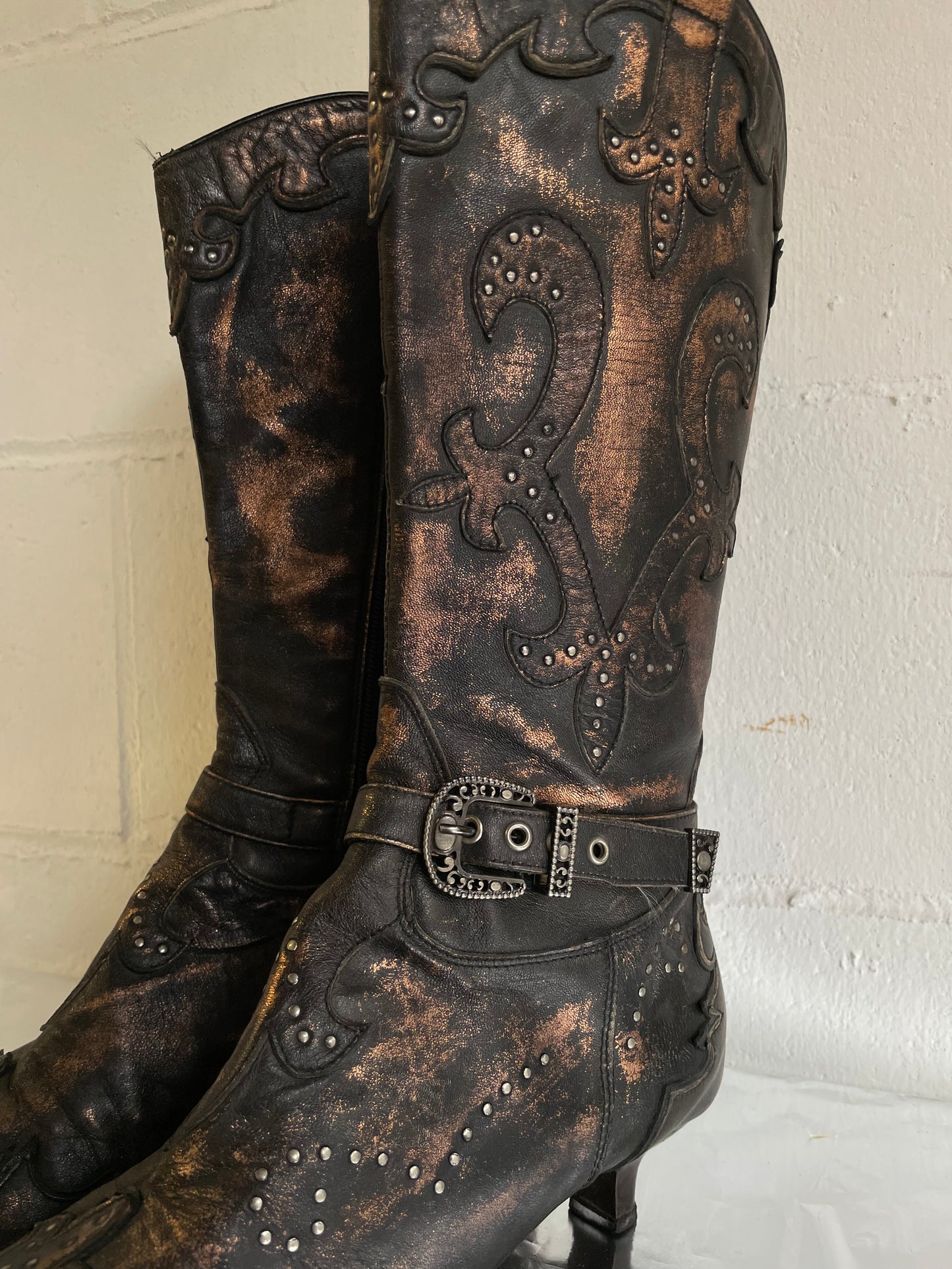 EU 37 - Texano 90s vera pelle a punta tacco basso 4cm