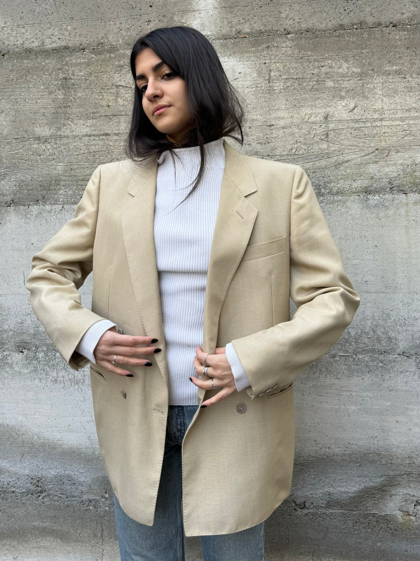 Blazer sartoriale doppiopetto crema