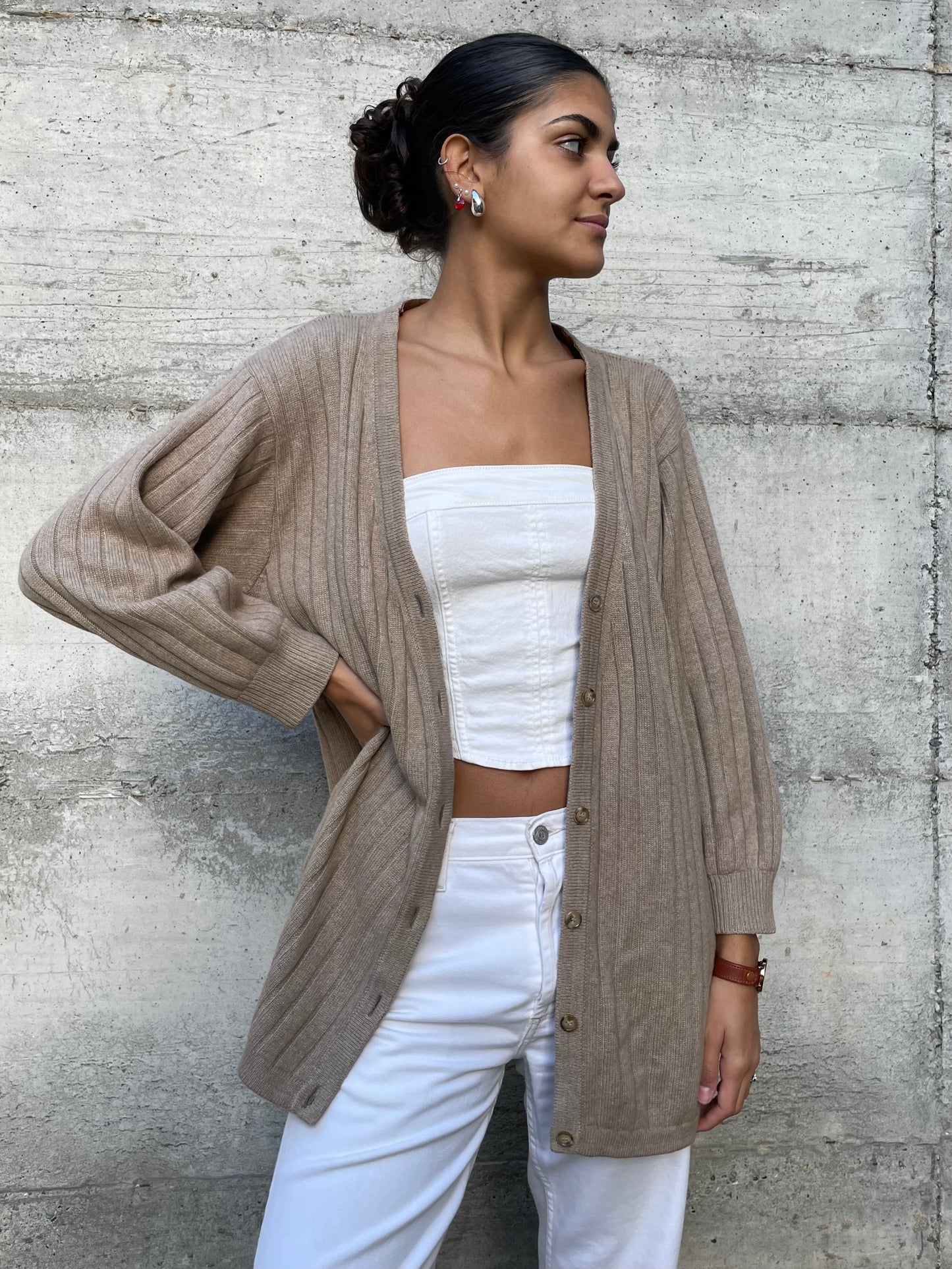 Cardigan lungo 100% cashmere, taglia unica