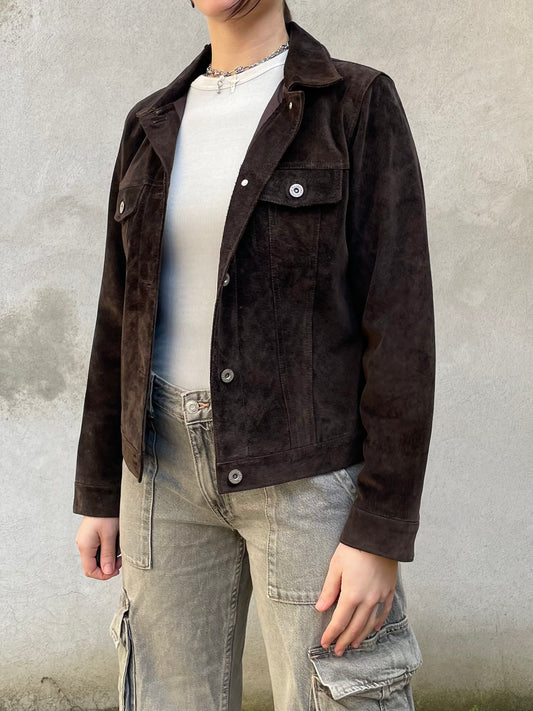 Giacca suede marrone