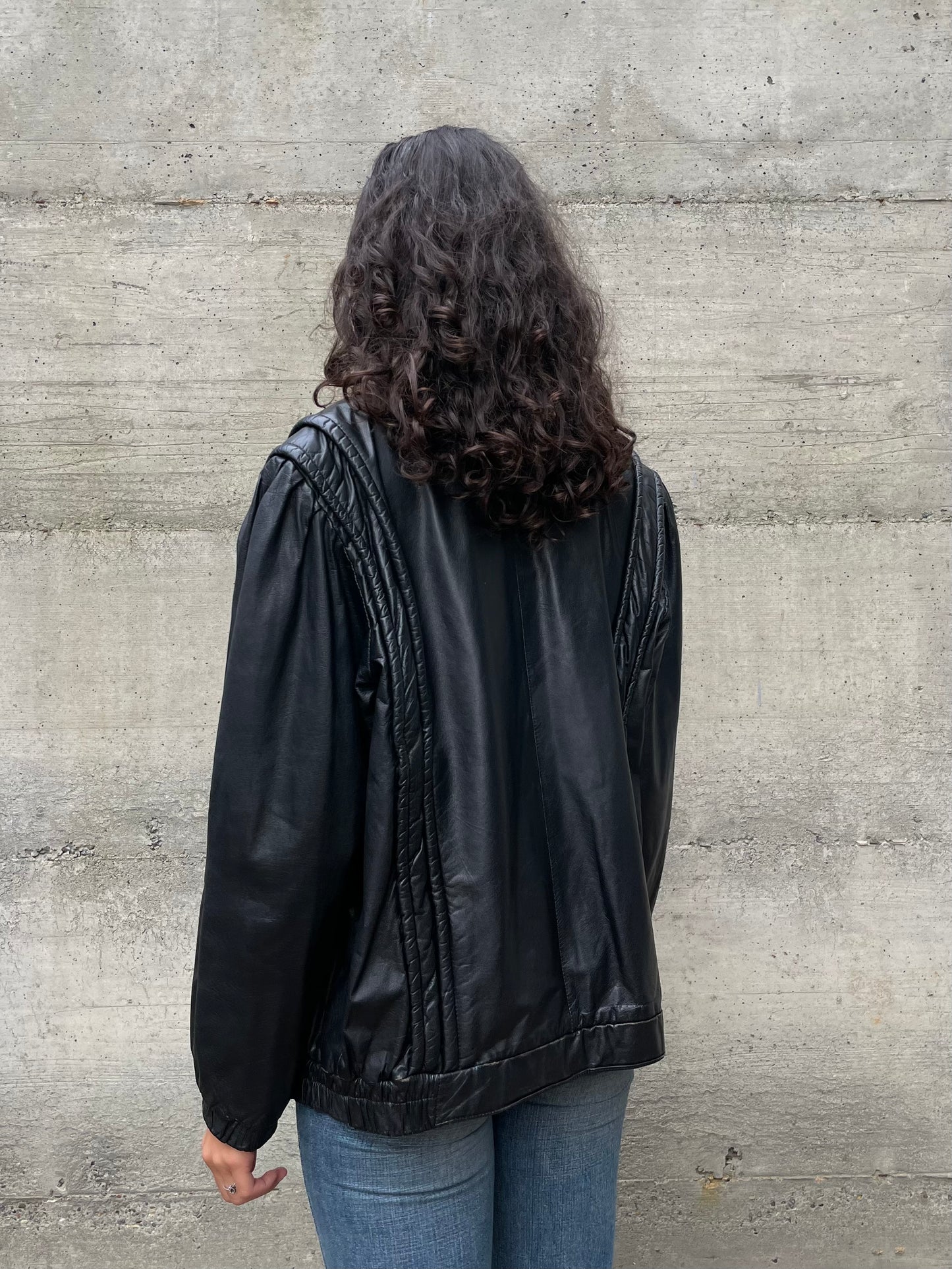 Bomber in vera pelle nero - taglia M
