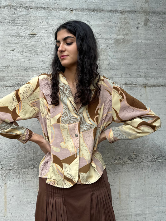 Camicia sartoriale in viscosa con bottoni gioiello