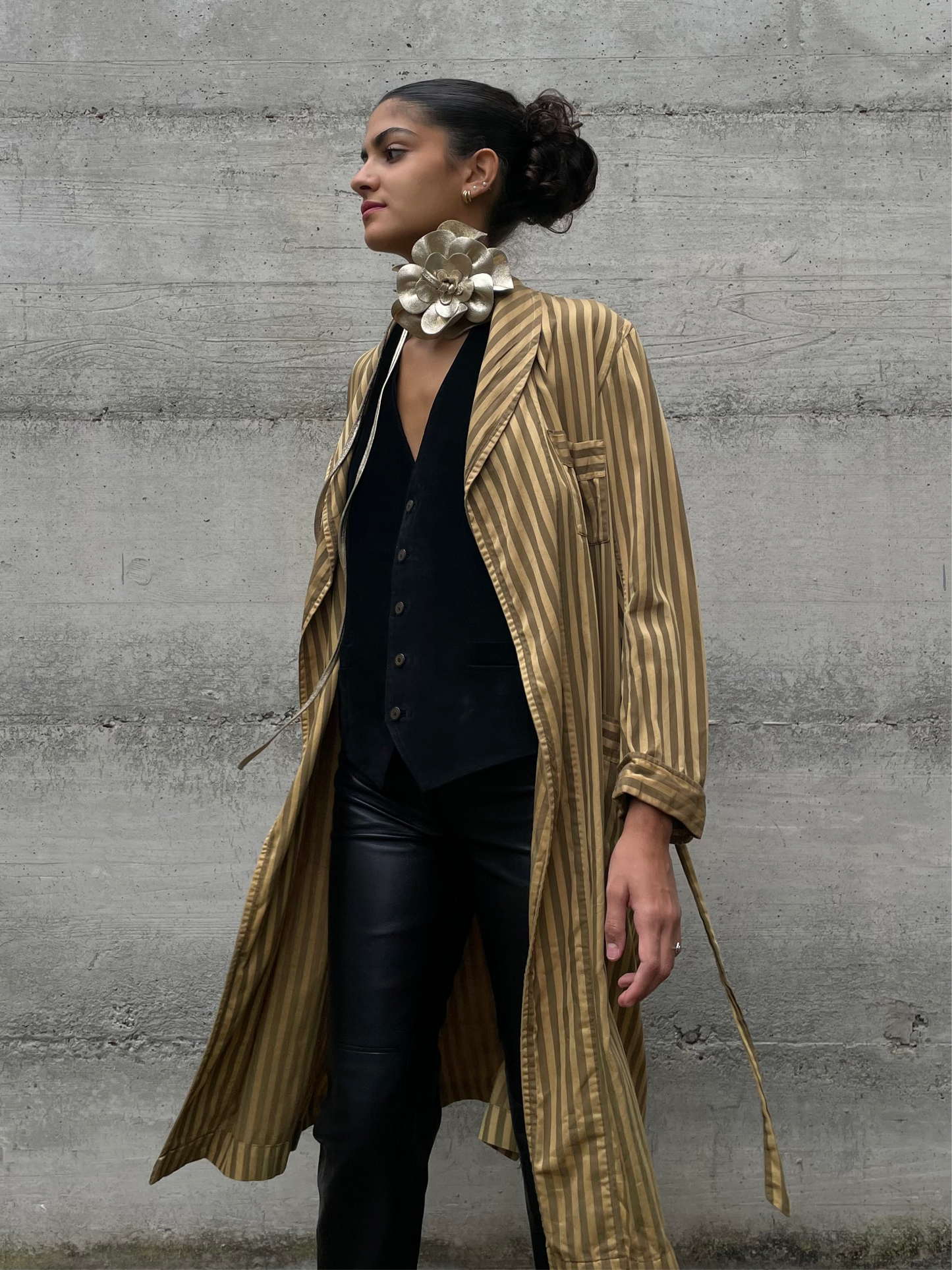 Vestaglia sartoriale in seta striped - taglia unica