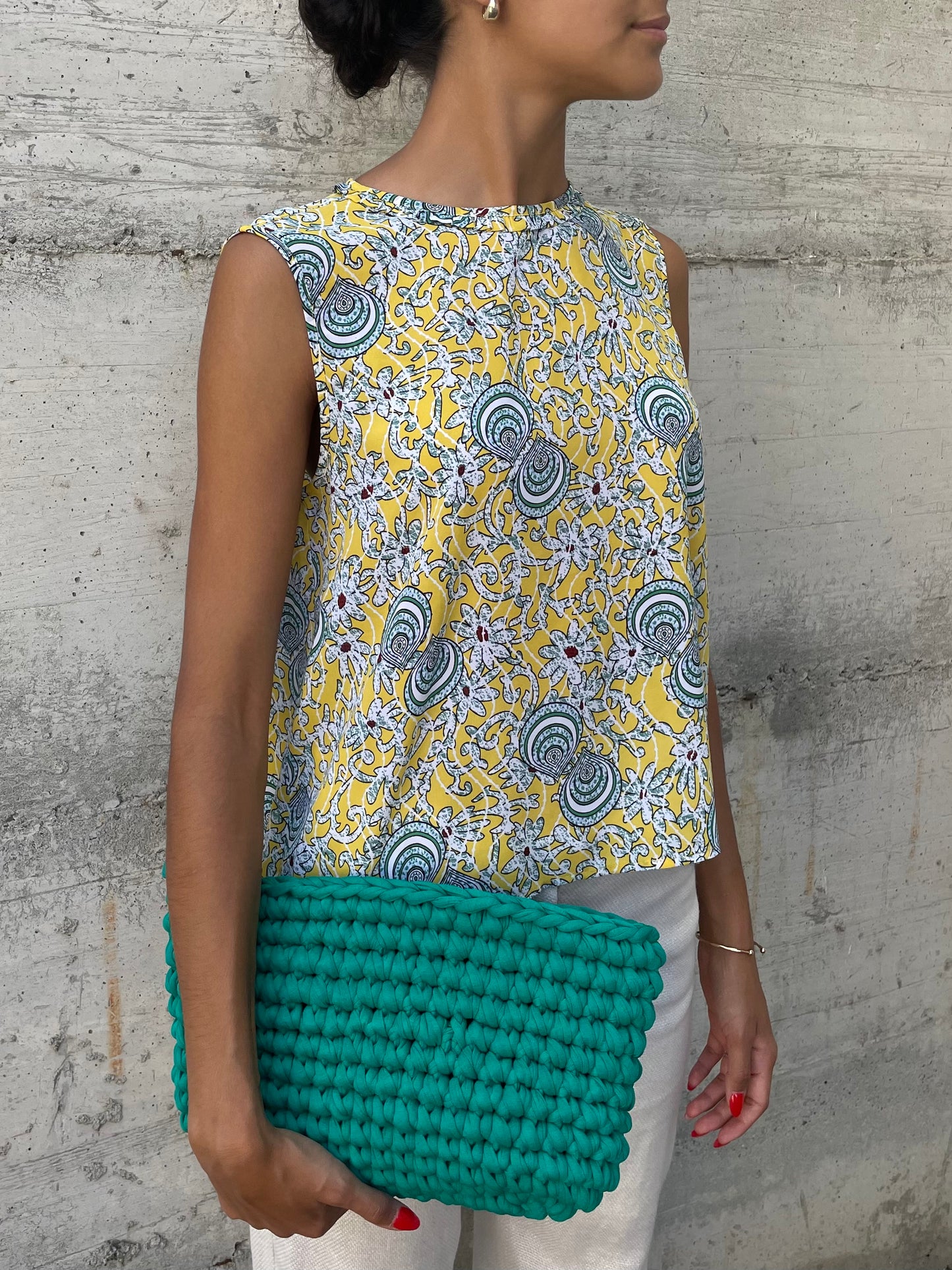 Top fantasia Benetton anni 90 in viscosa - taglia S/M