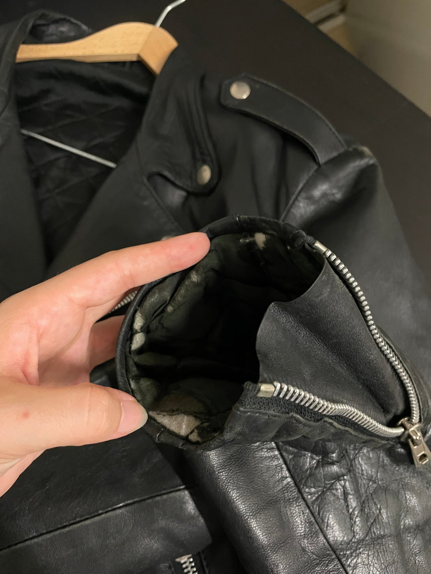 Chiodo vintage vera pelle nero, in nappa leggera, taglia XL