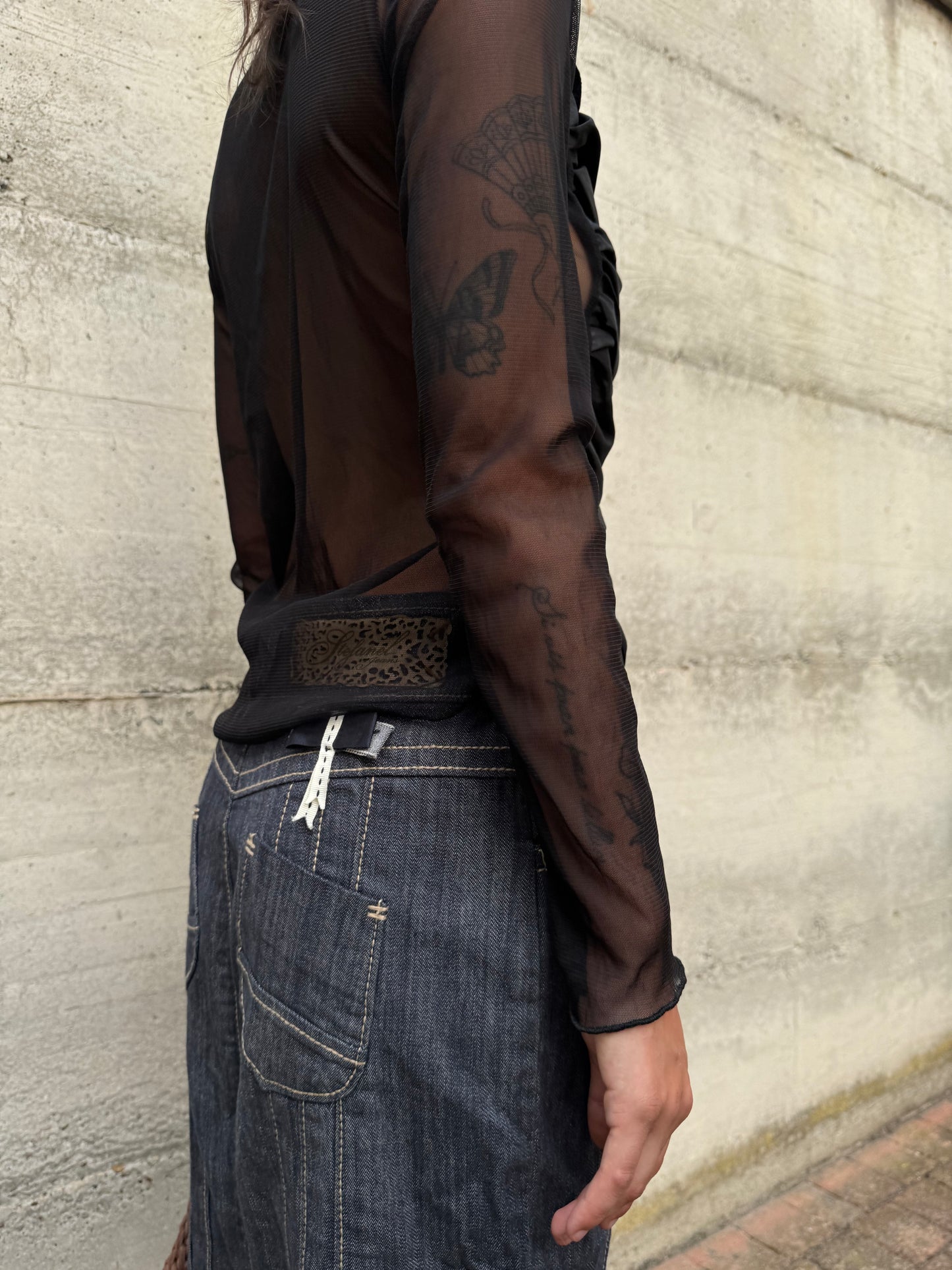 Blusa Y2K in shantung e crepe di seta