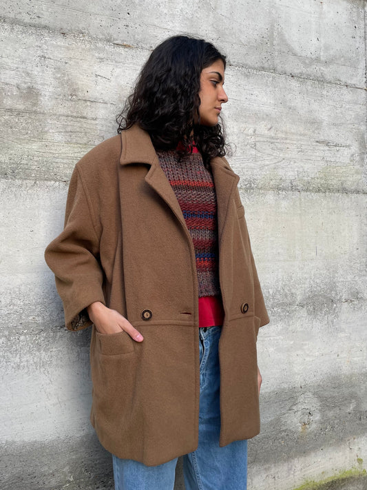 Caban sartoriale biscotto in pura lana