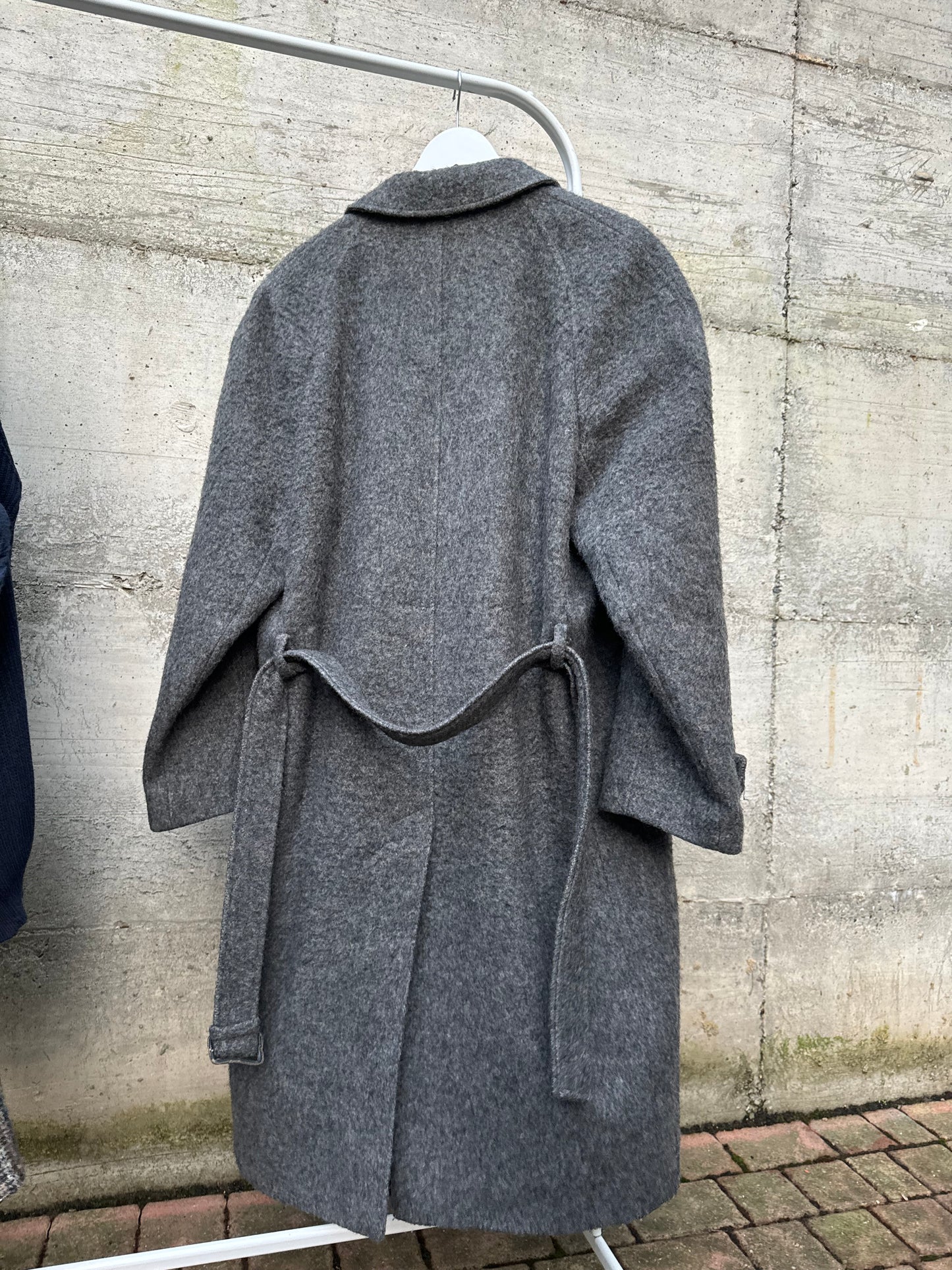 Cappotto lungo sartoriale grigio in misto lana e alpaca