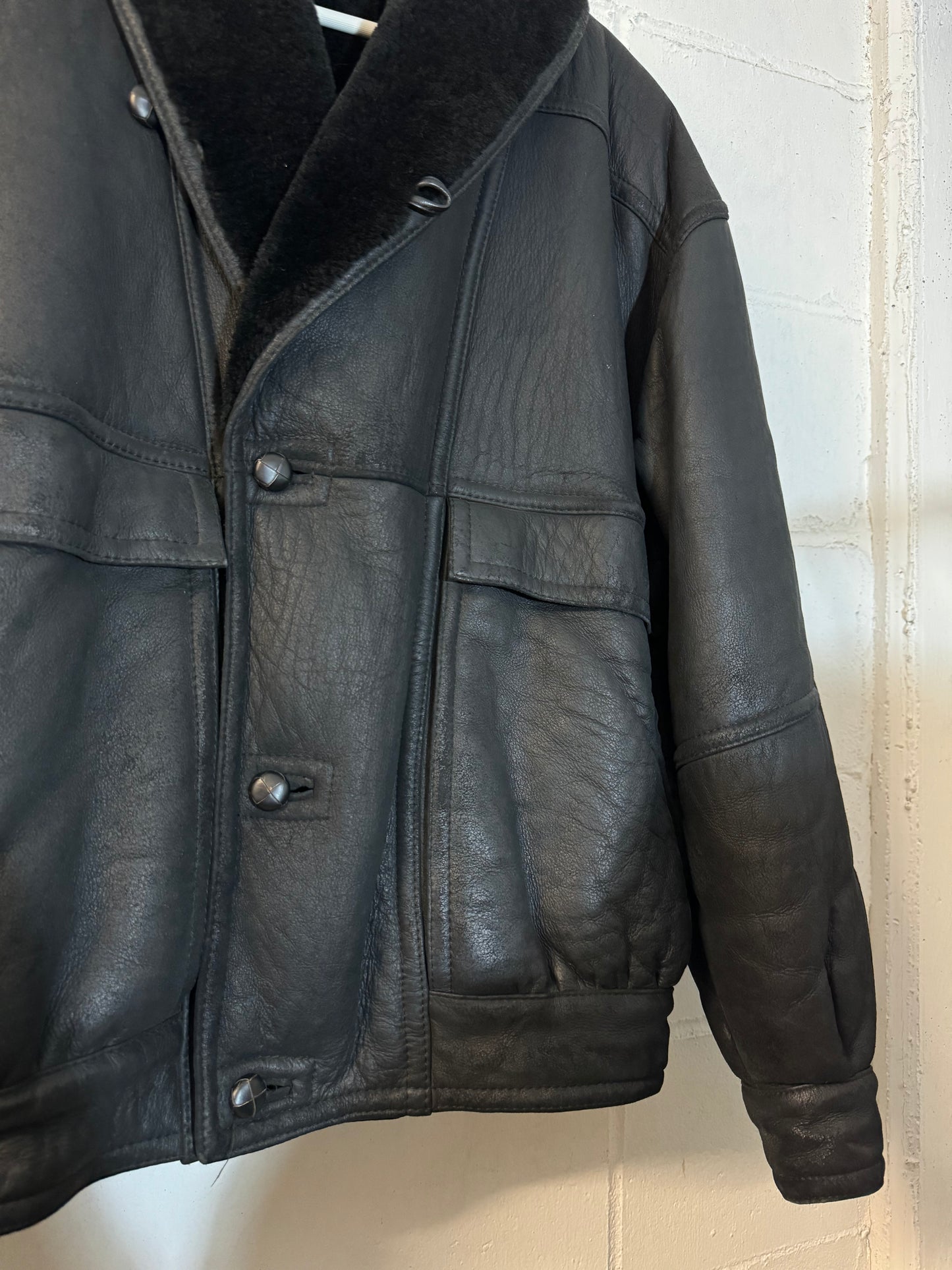 Bomber aviator Shearling nero taglia 48it uomo (S)