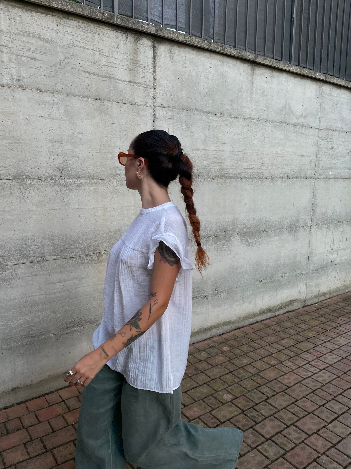 Blusa ampia in viscosa crespata bianca - taglia 46it