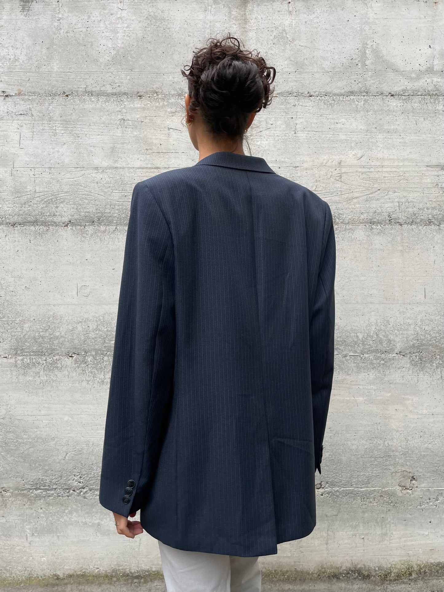 Blazer sartoriale blu navy gessato - taglia S uomo