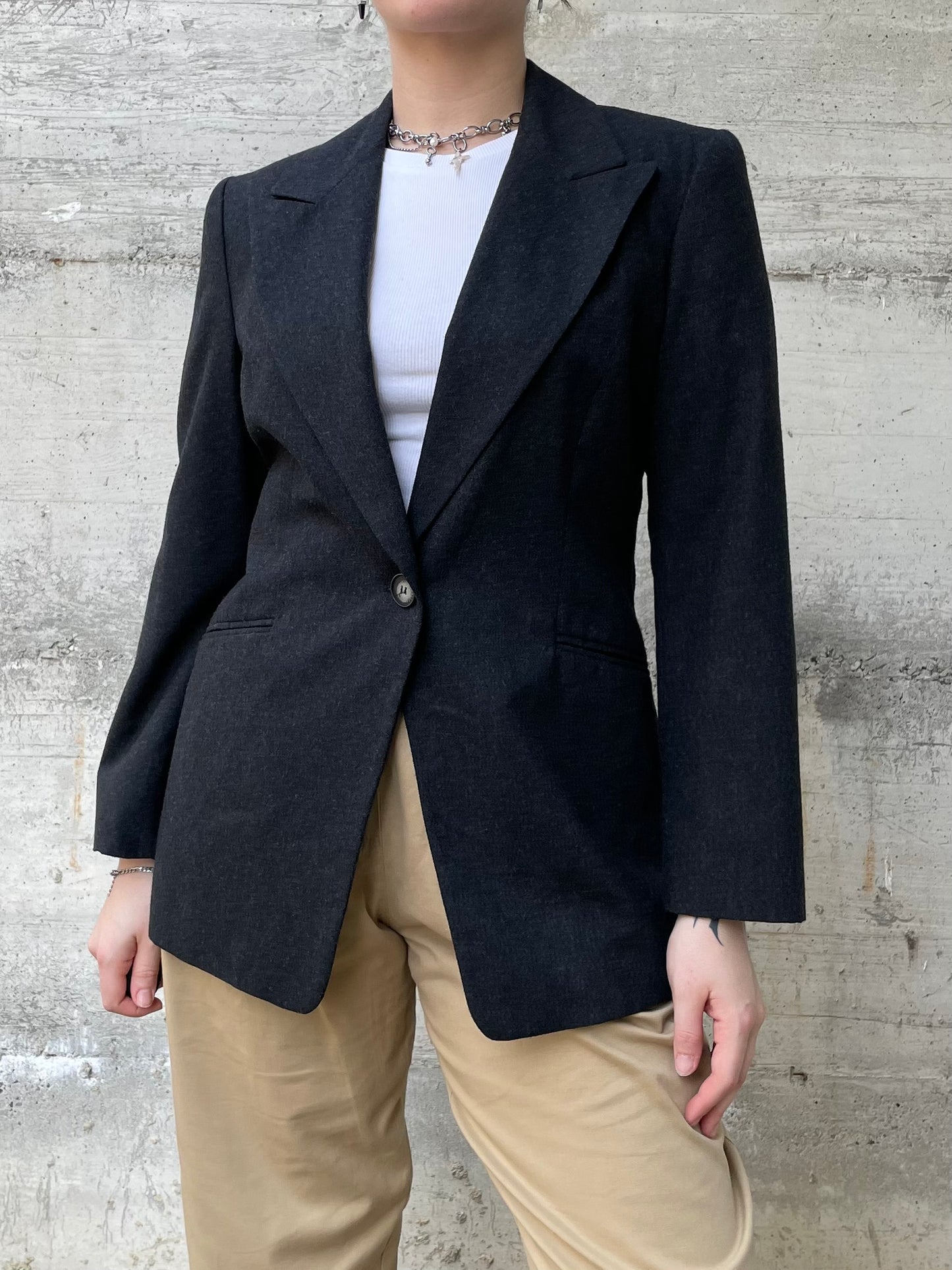 Blazer monopetto lana grigio scuro - 44it donna