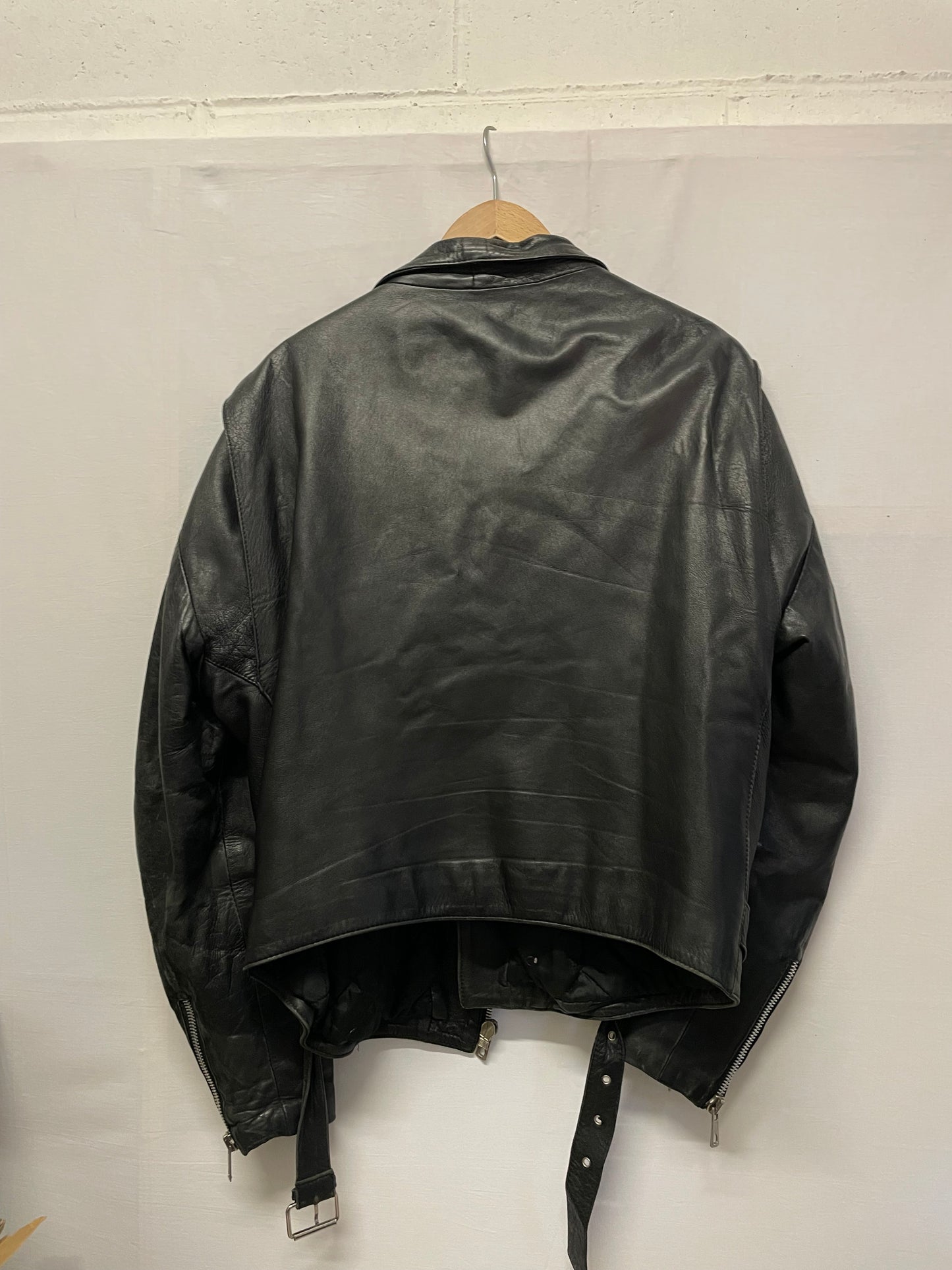 Chiodo vintage vera pelle nero, in nappa leggera, taglia XL