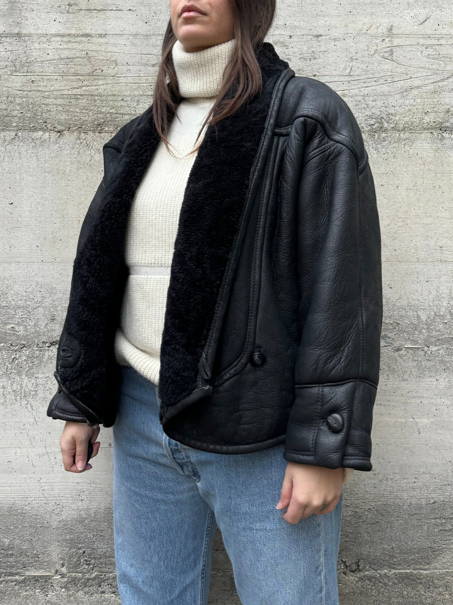 Montone Shearling cropped 80s, rara taglia 44it donna